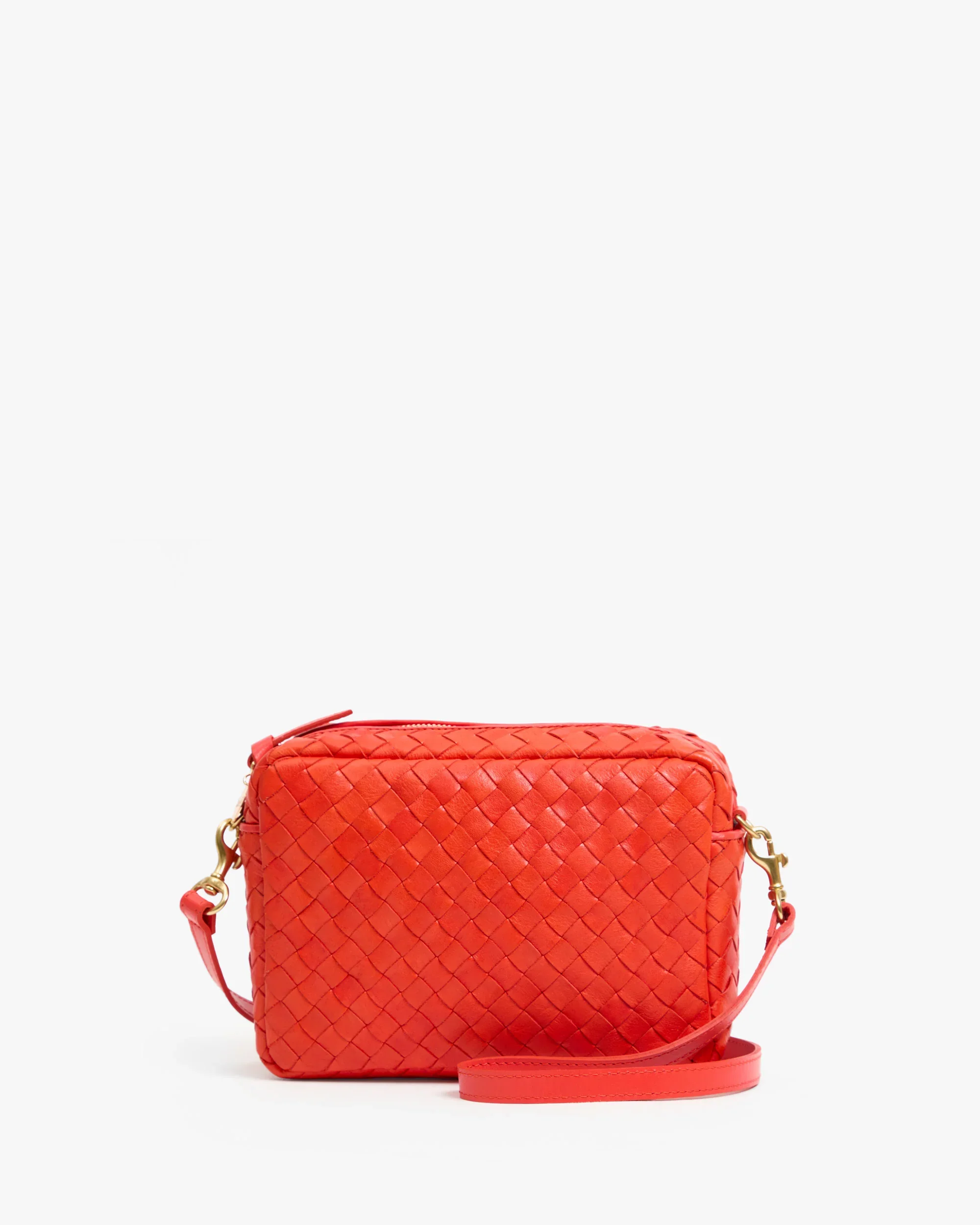 Clare V. Midi Sac in Bright Poppy Diagonal Woven
