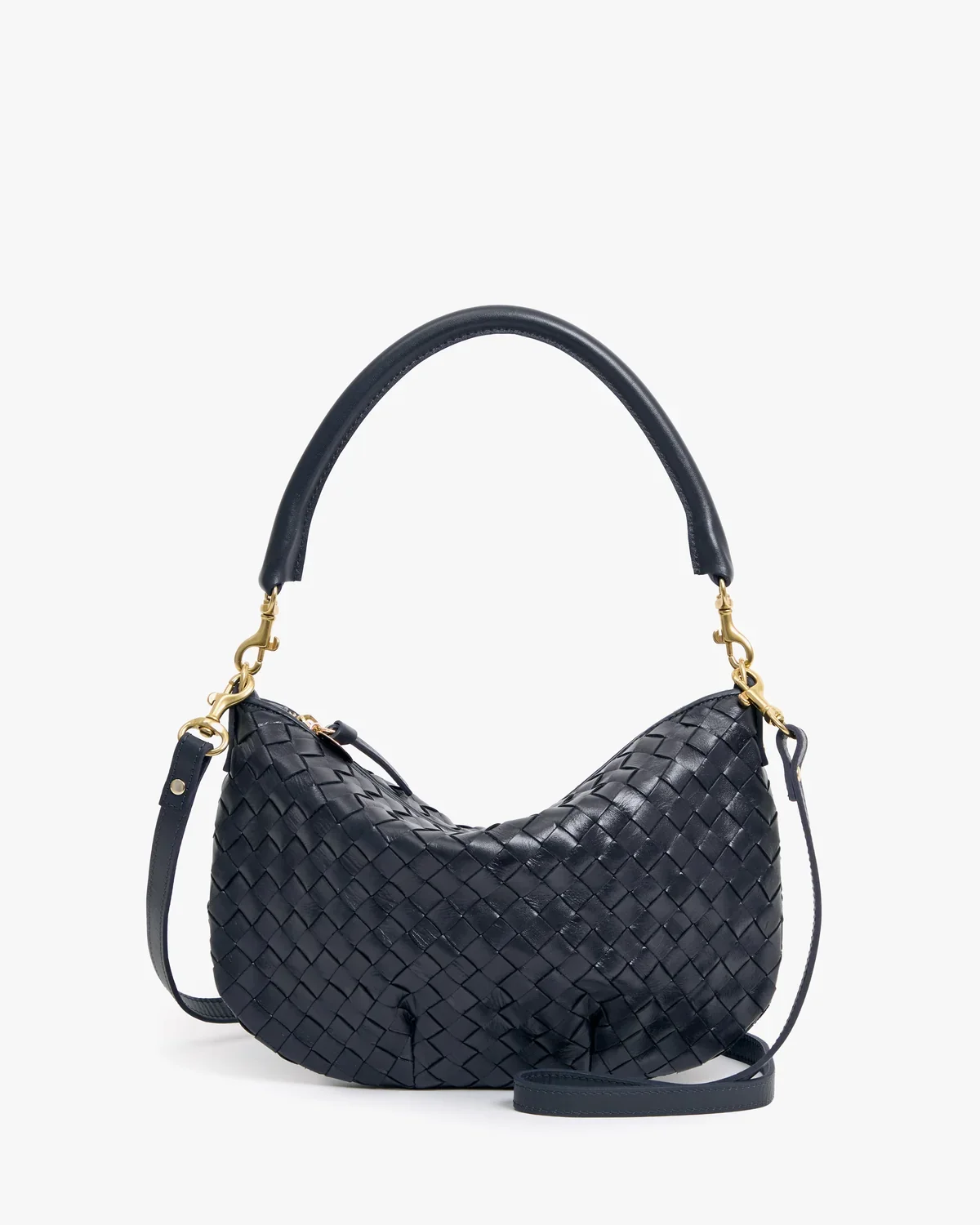 Clare V. Petit Moyen in Twilight Navy Diagonal Woven