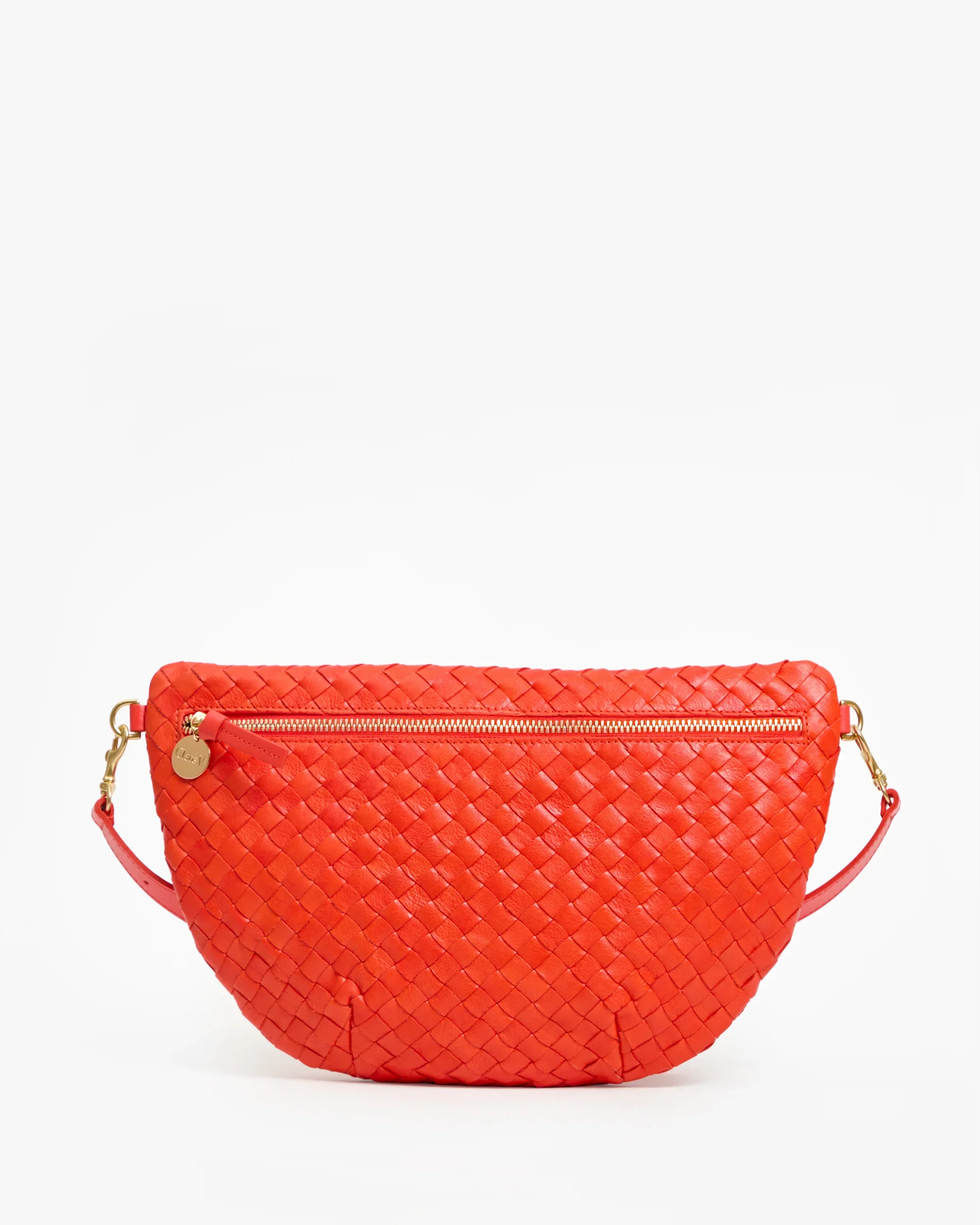 Clare V. Grande Fanny in Bright Poppy Diagonal Woven