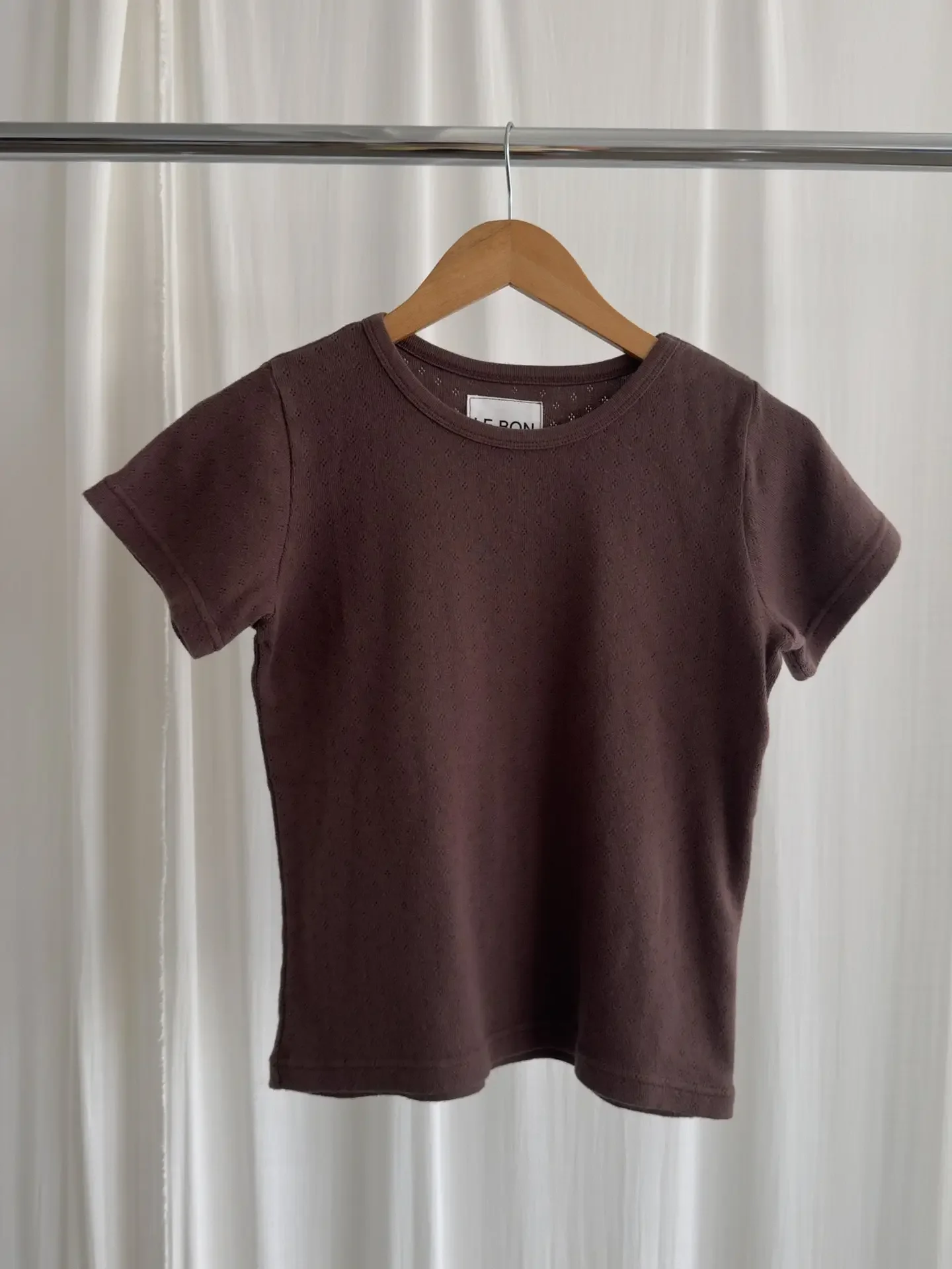 Le Bon Shoppe Pointelle Babe Tee in Chocolate