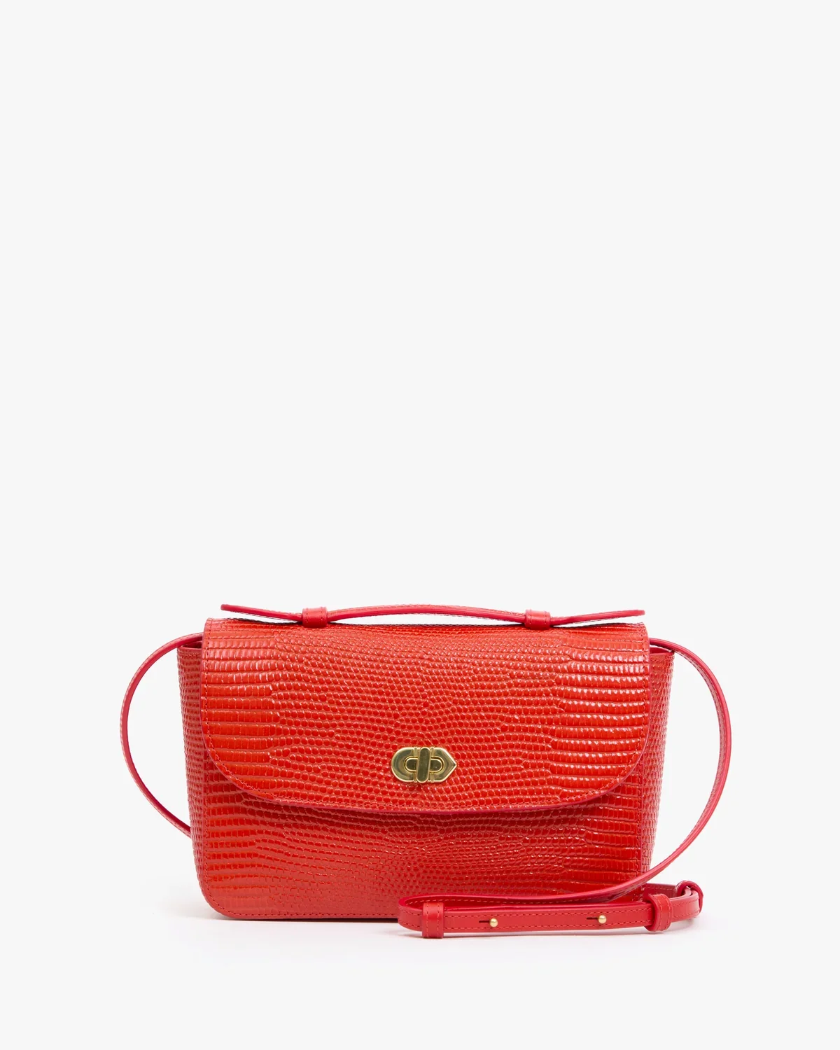 Clare V. Kathryn in Red Embossed Lizard