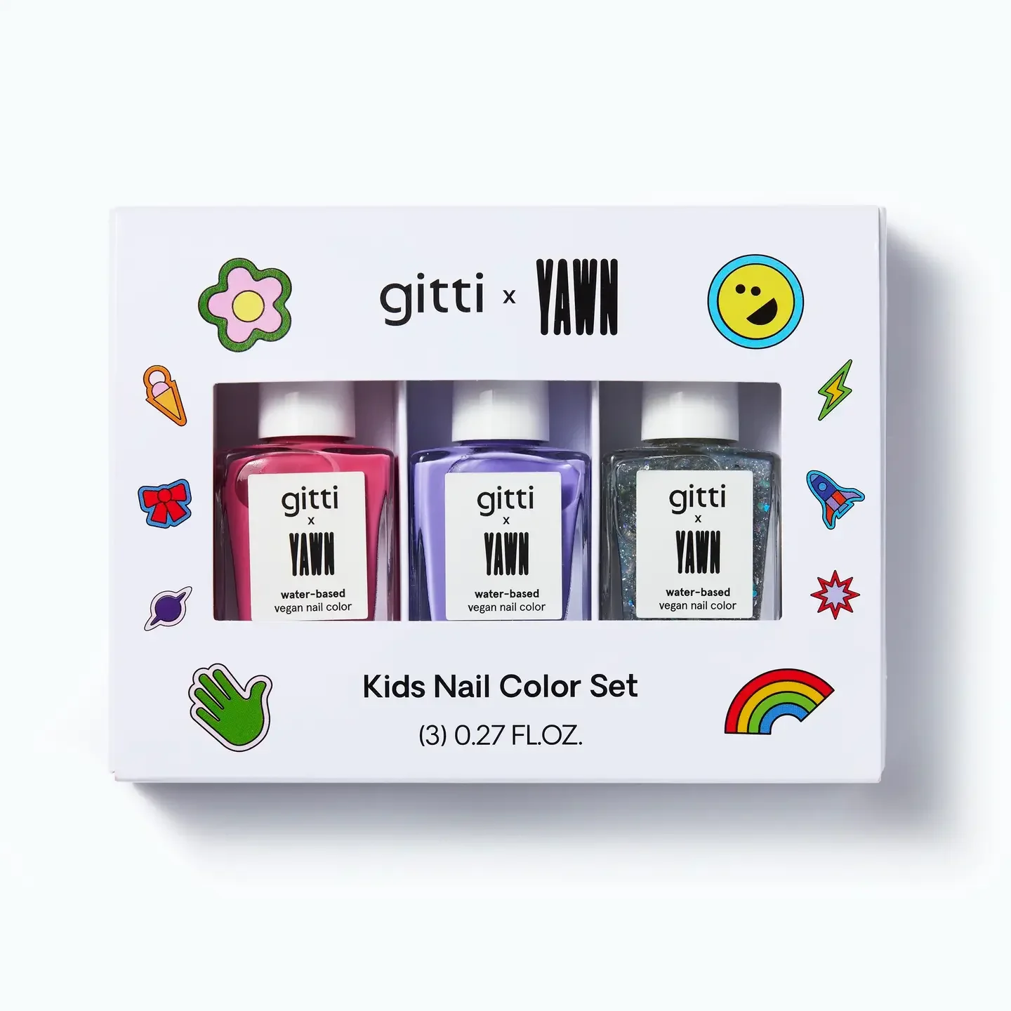 Yawn X Gitti Kids Nail Polish Set | Clean Peel-Off Vegan Nail Polish Trio