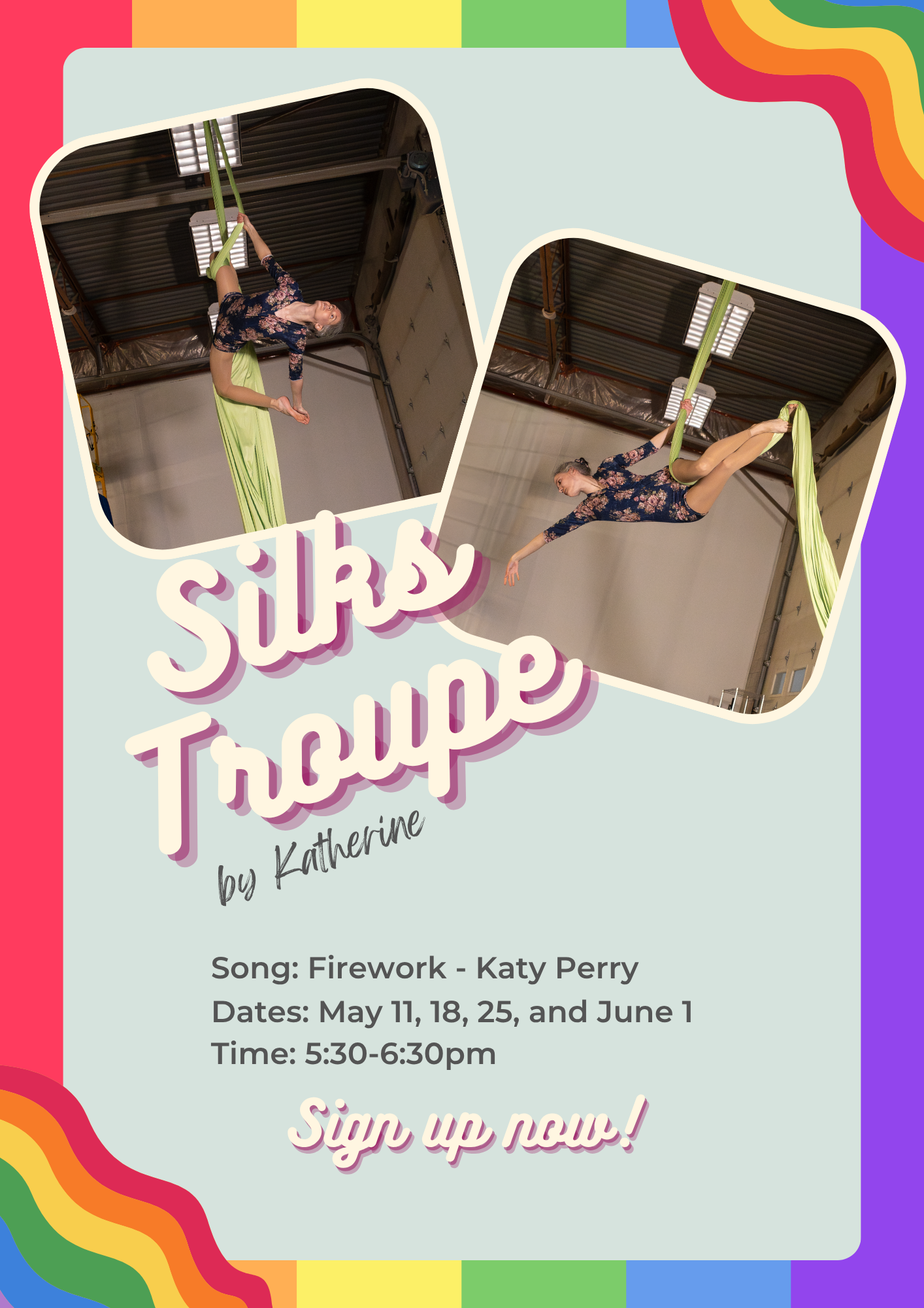 Silks troupe by Katherine, for June, Starting May 11th