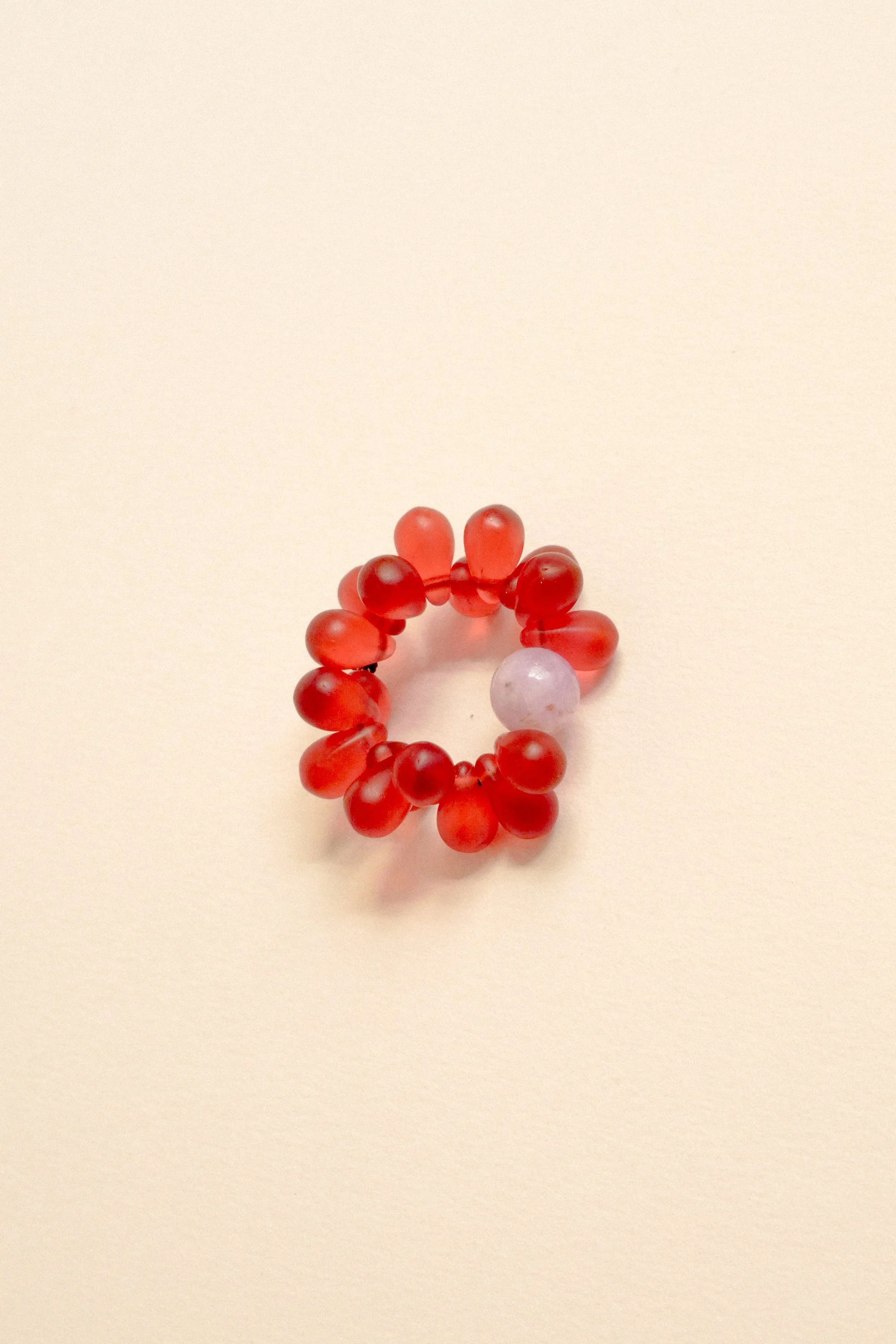 Bague oursin rouge/rose.