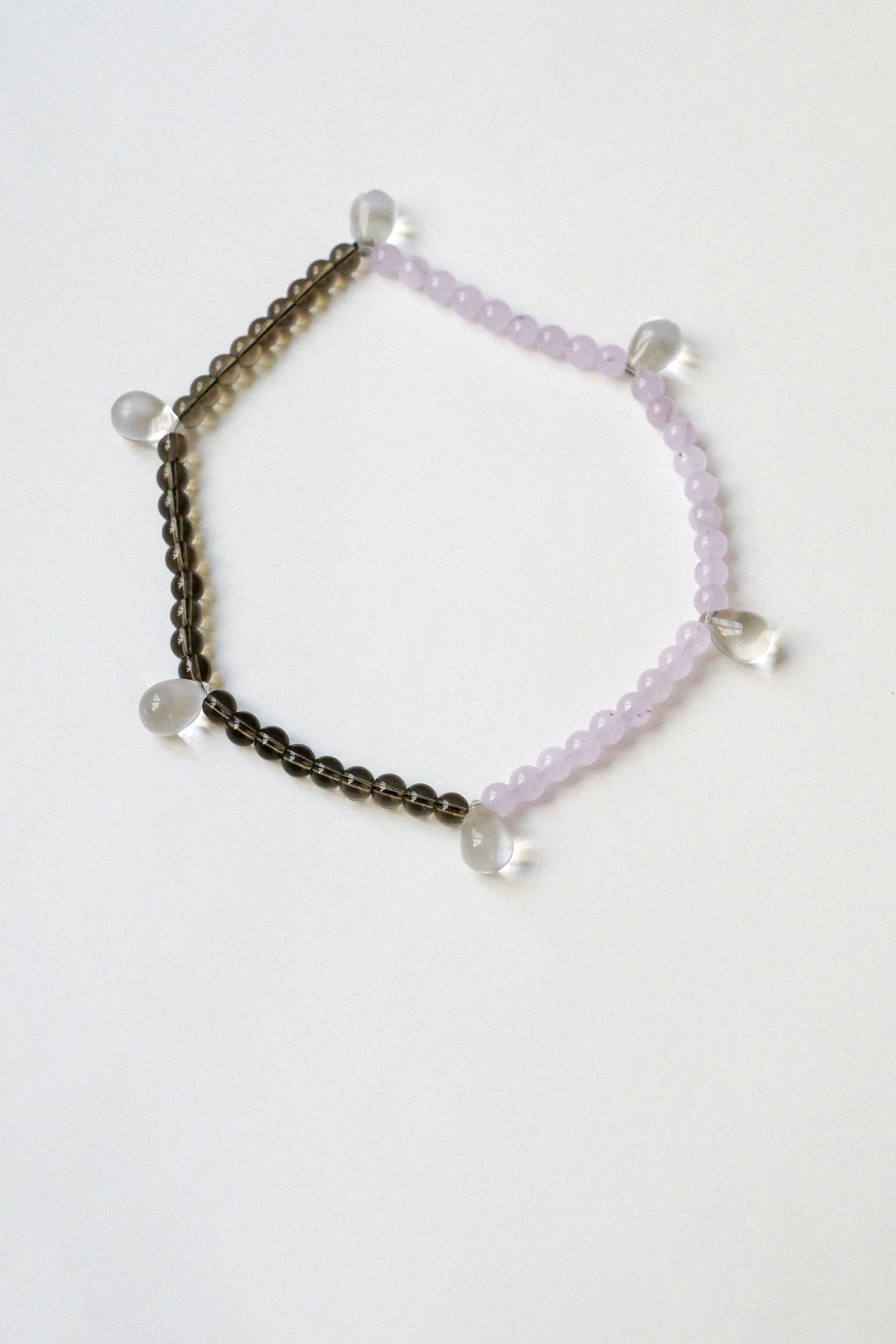 collier long Goutte XL rose/gris.