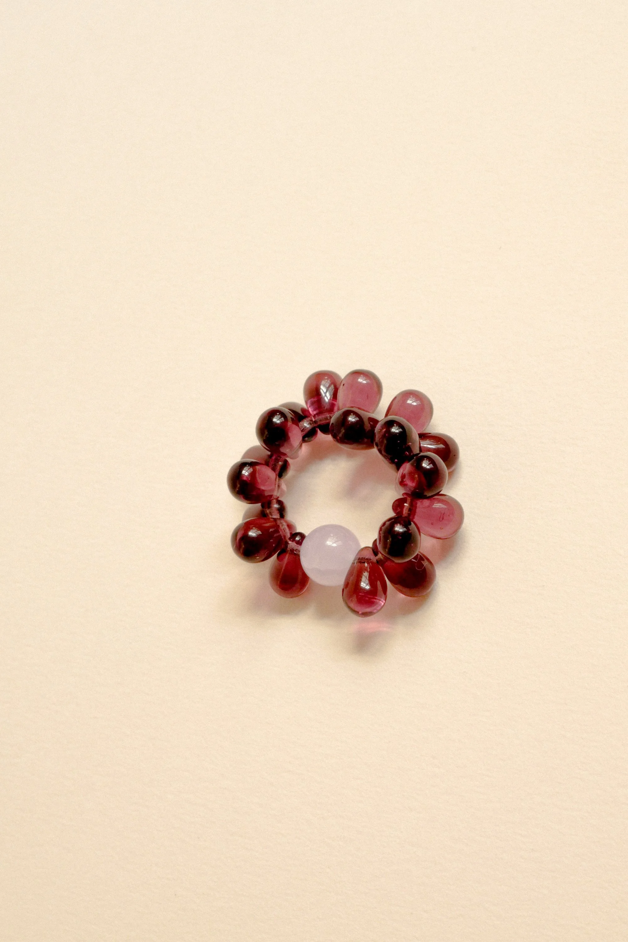 Bague oursin aubergine/rose.