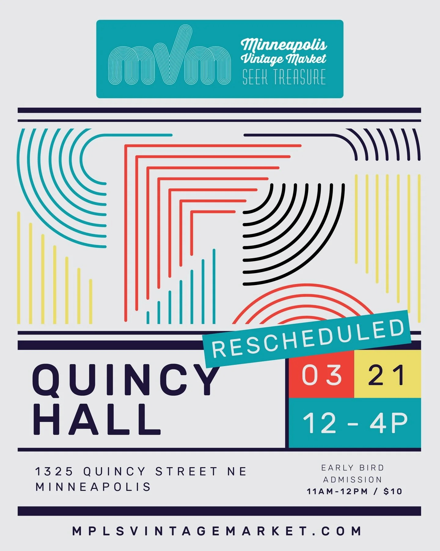 Friendly reminder! ❄️ The snowstorm pushed our plans, so the MPLS Vintage Market @quincyhallmpls will now take place Saturday, March 21st instead of Sunday. Register now 🔗 in bio.