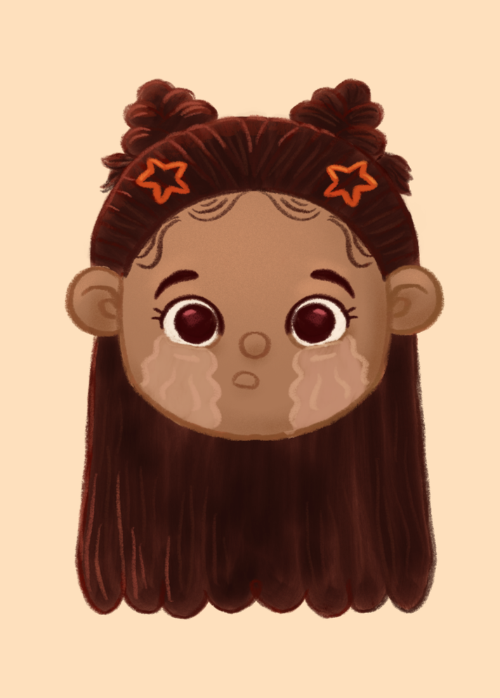 Mädchen mit braunen Haaren-Illustration, Kinderbuch-Illustration