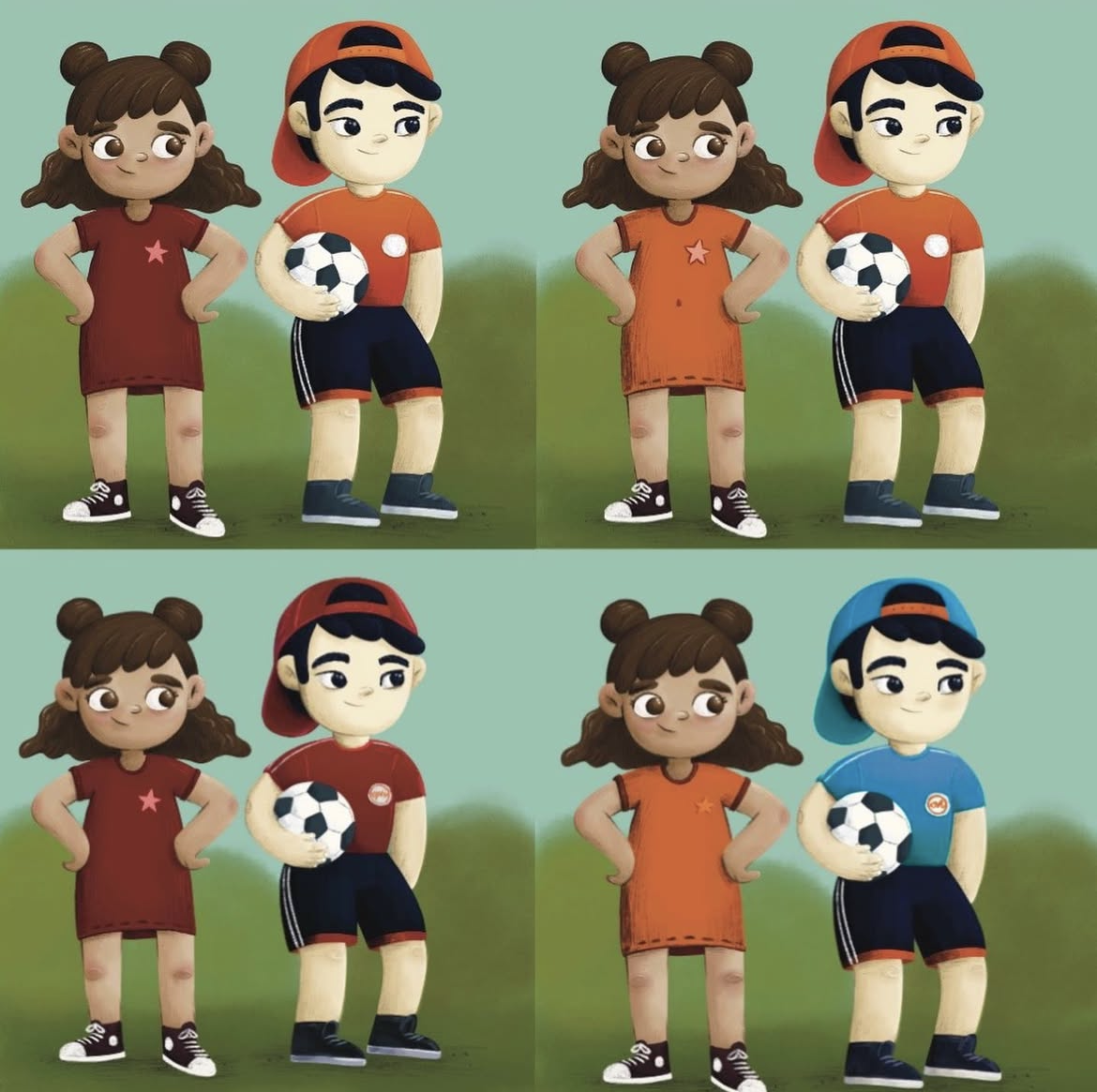 Kinderbuch Mila braucht eine Brille, Charakter-Entwicklung, Farbskizzen, Illustration Kinderbuch-Illustration