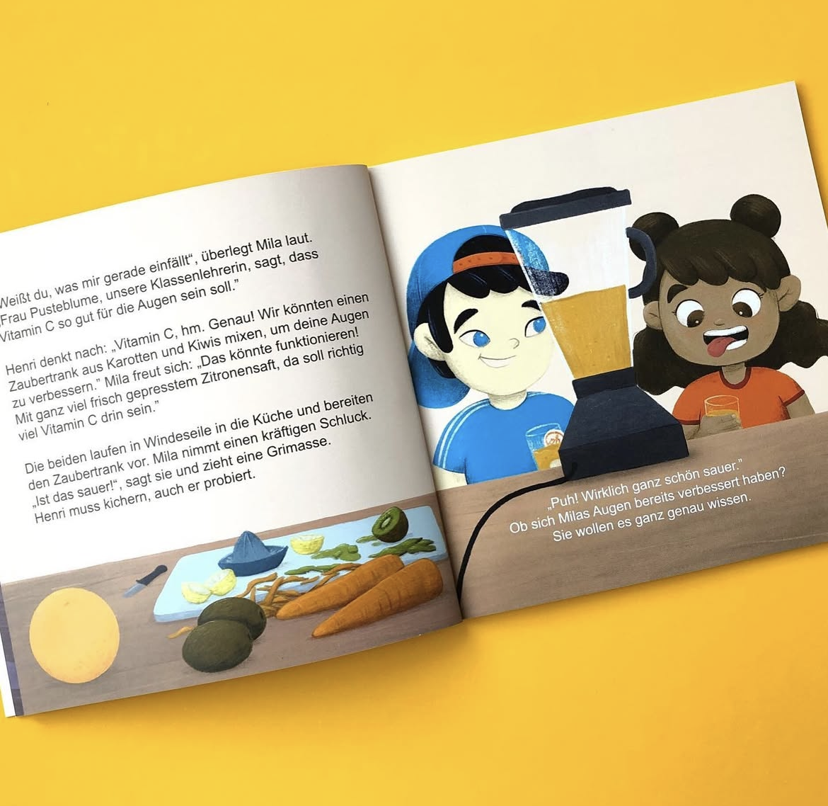 Kinderbuch Mila braucht eine Brille, Doppelseite, Illustration Kinderbuch-Illustration