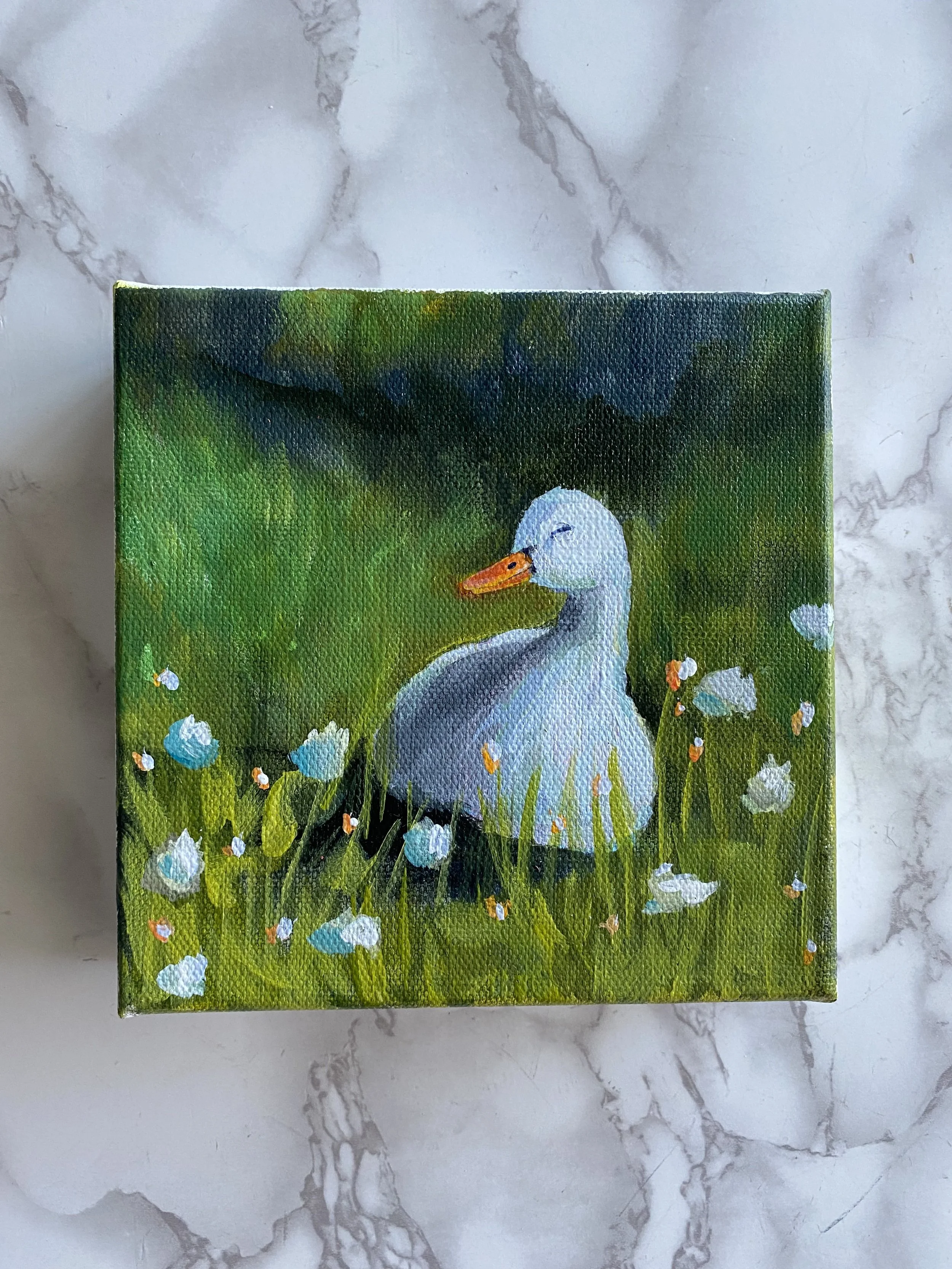 Serene Sunlit Duck - Original Hand-Painted Art