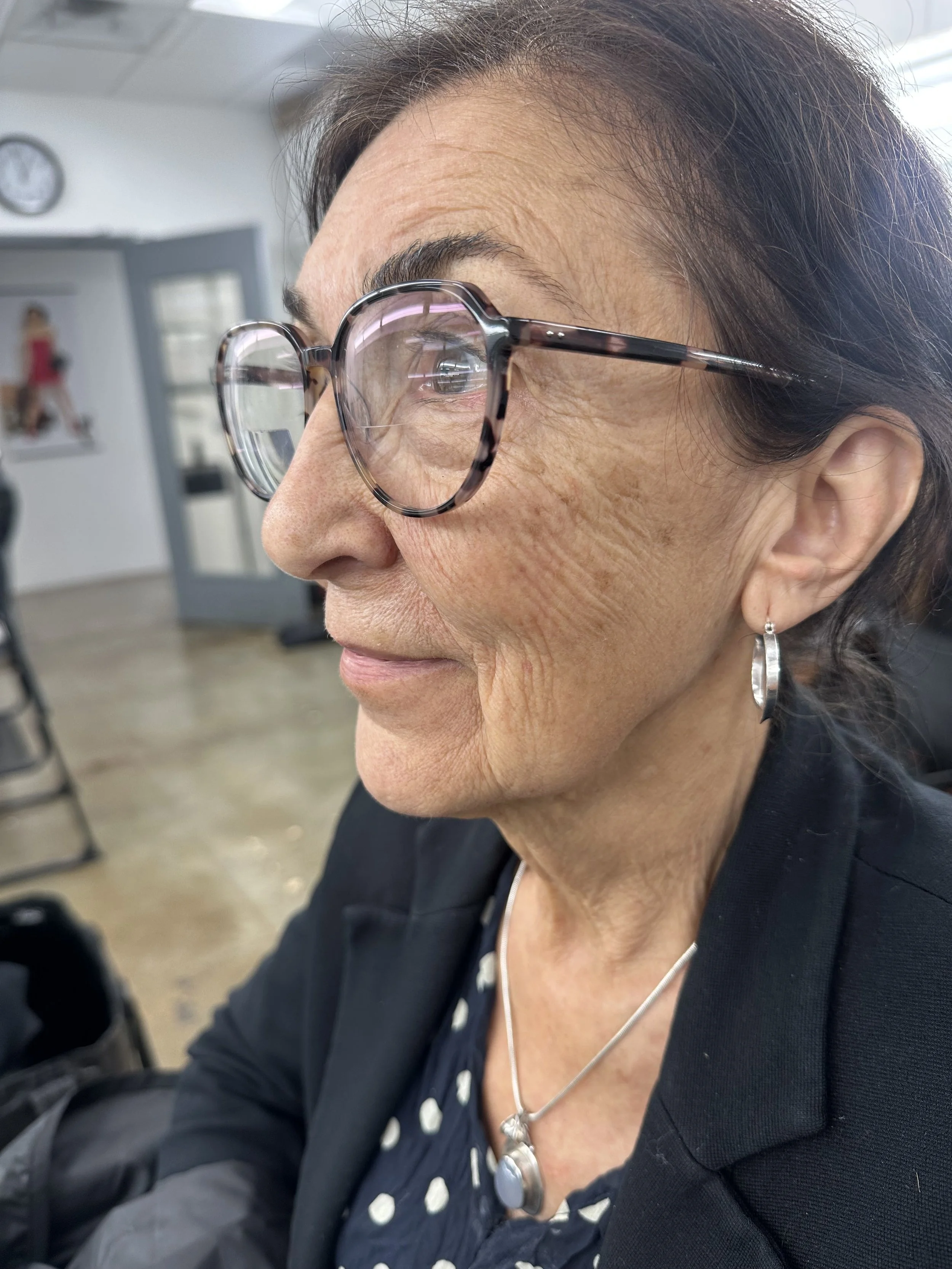 Old age makeup on a mature model