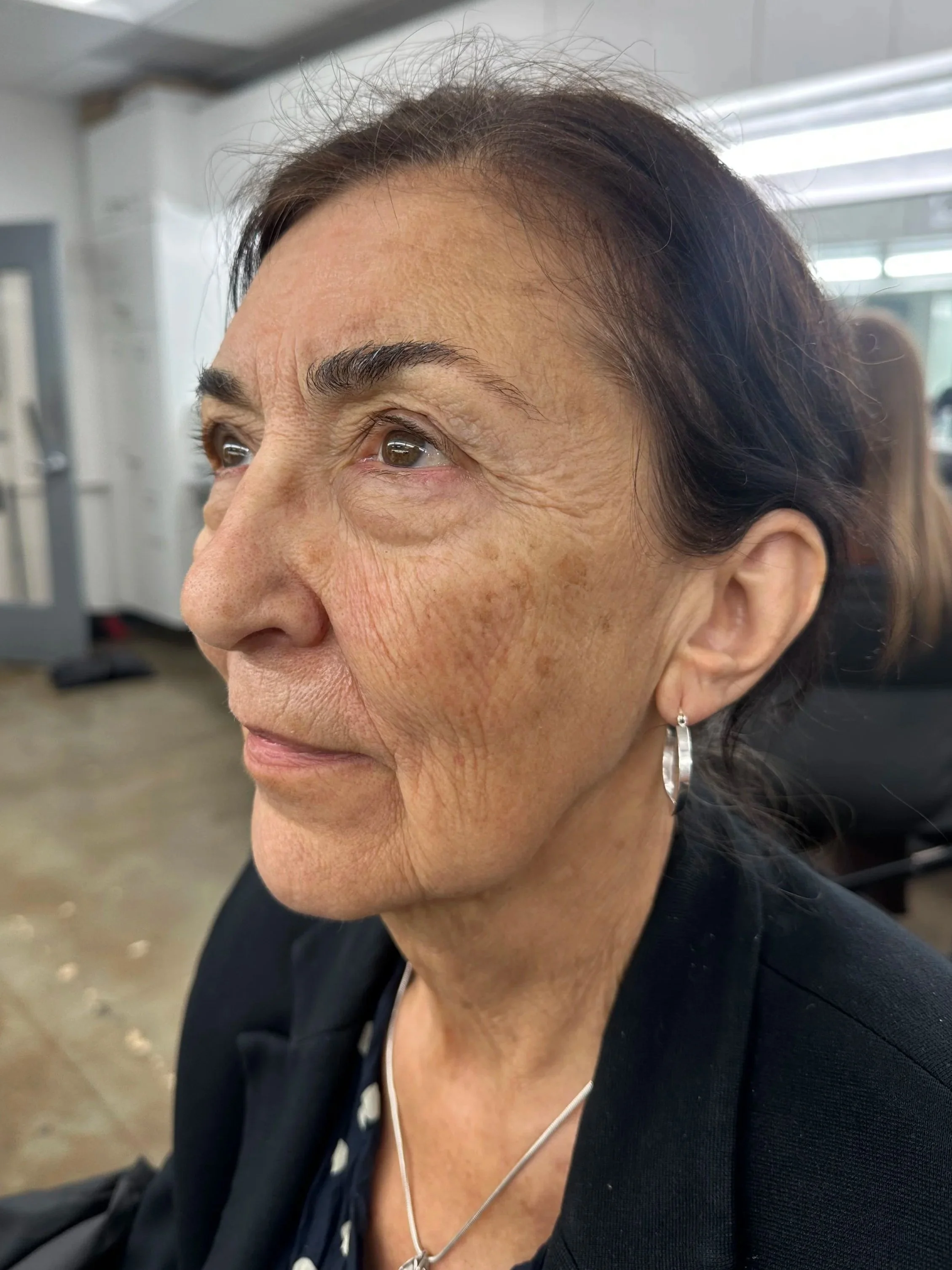 Old age makeup on a mature model