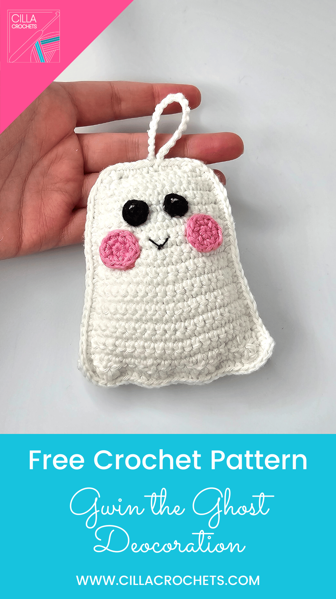 Free Easy Crochet Ghost Pattern - Gwin the Ghost Decoration — Cilla ...