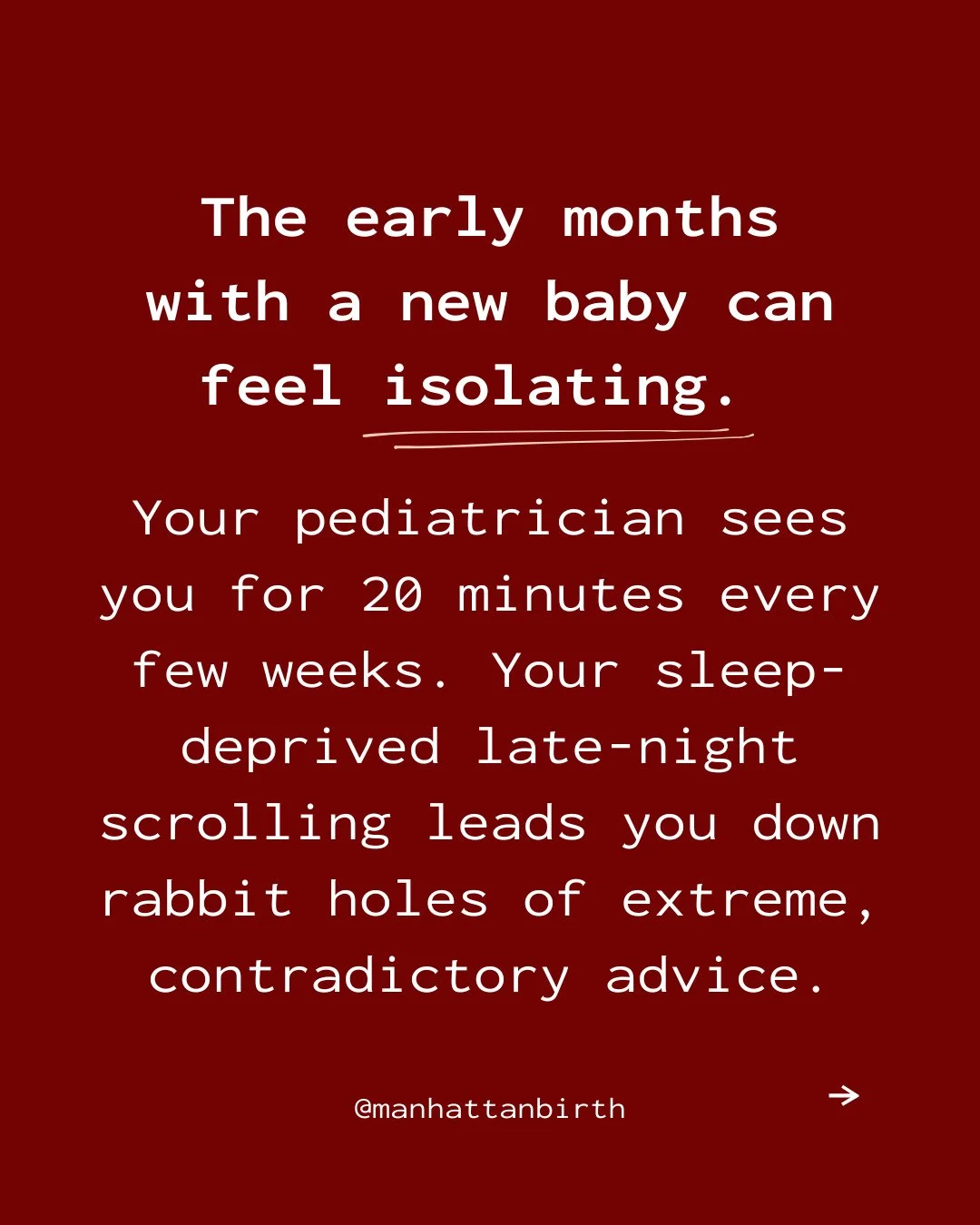 Our New Parent Support Group is driven by YOUR questions, experiences, and challenges. ❤️⁠
⁠
Sophia O'Shaughnessy (DONA-trained birth and postpartum doula, certified lactation counselor, and mother of three) facilitates each session, bringing her exp