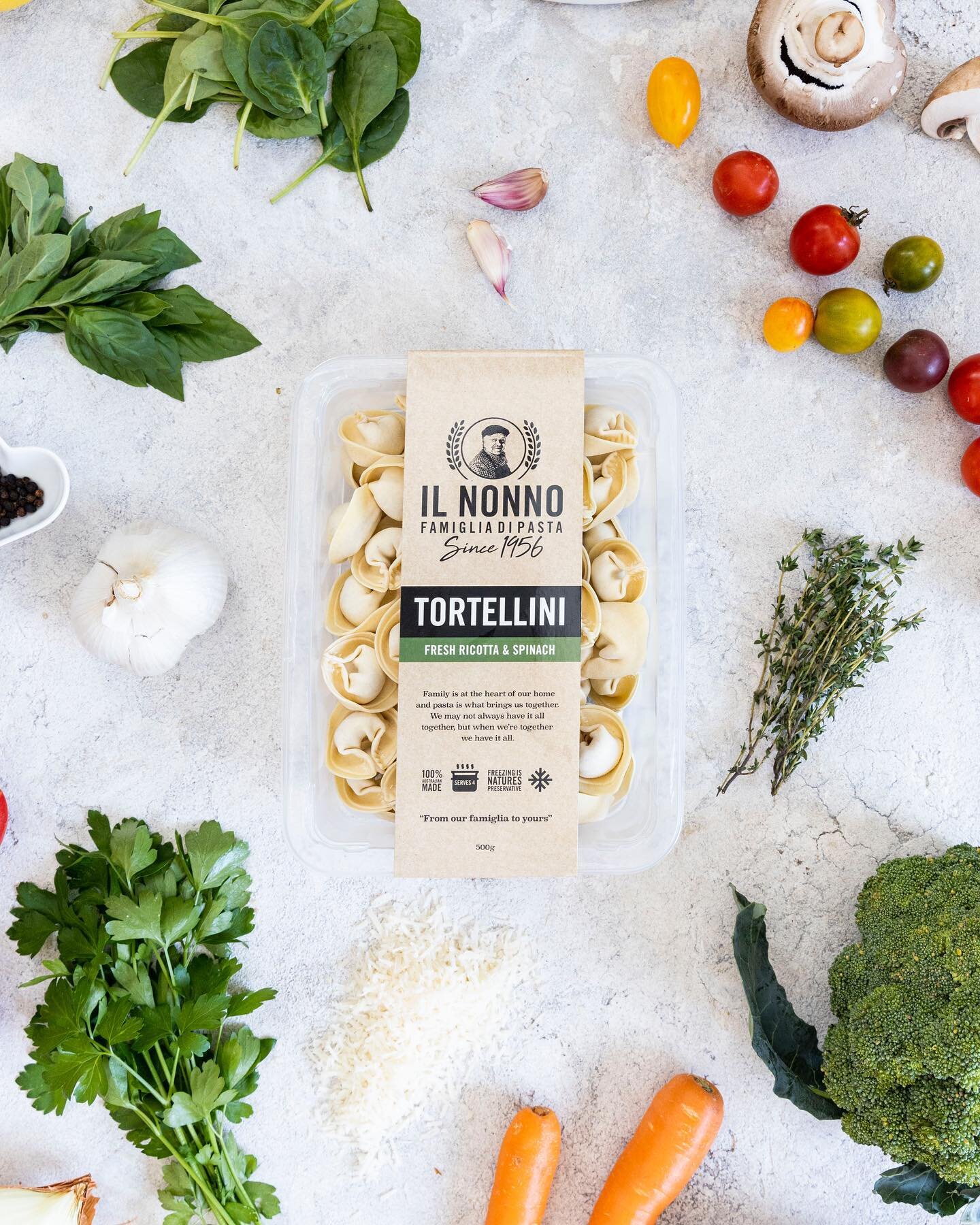 Our Tortellini Fresh Ricotta &amp; Spinach a classic&hellip;.but a favourite! Made with real ingredients and is a perfect mid week dinner for everyone! Straight from freezer to boiling water &amp; ready in 7 minutes. Buon appetito!!
.
.
.
#ilnonno #i
