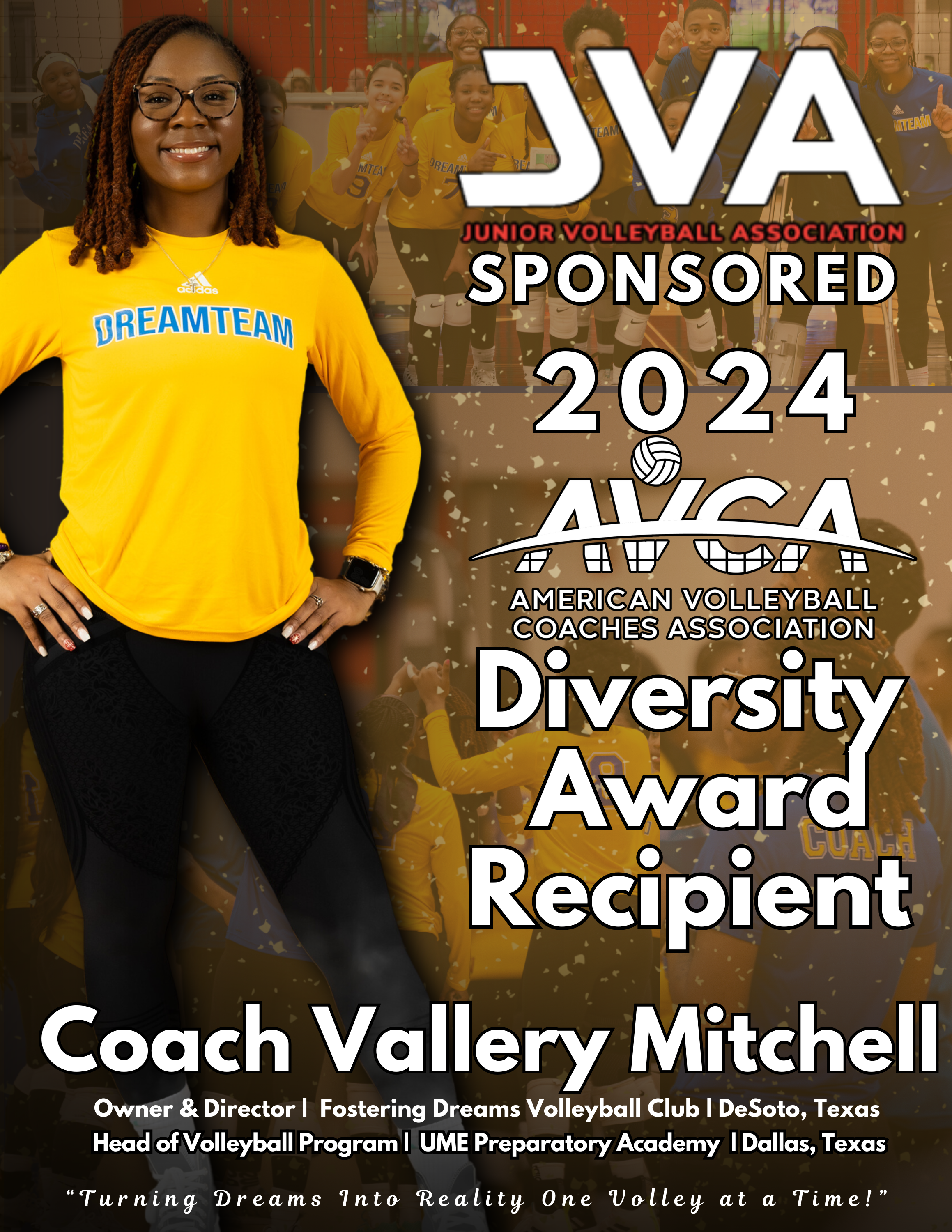 Coach Vallery Mitchell wins AVCA Diversity Award and Scholarship