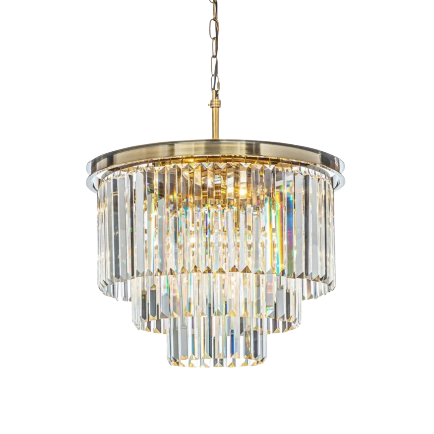 3 Tier Crystal Chandelier - Gold