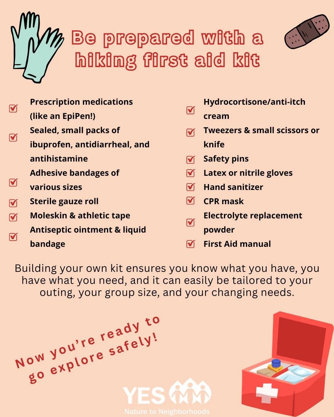 After renewing our Wilderness First Aid certifications earlier this week with @outerlandsmedics, we're feeling inspired to share the importance of recreating in the outdoors safely! 

Part of this for YES means always carrying a well-stocked and up-t