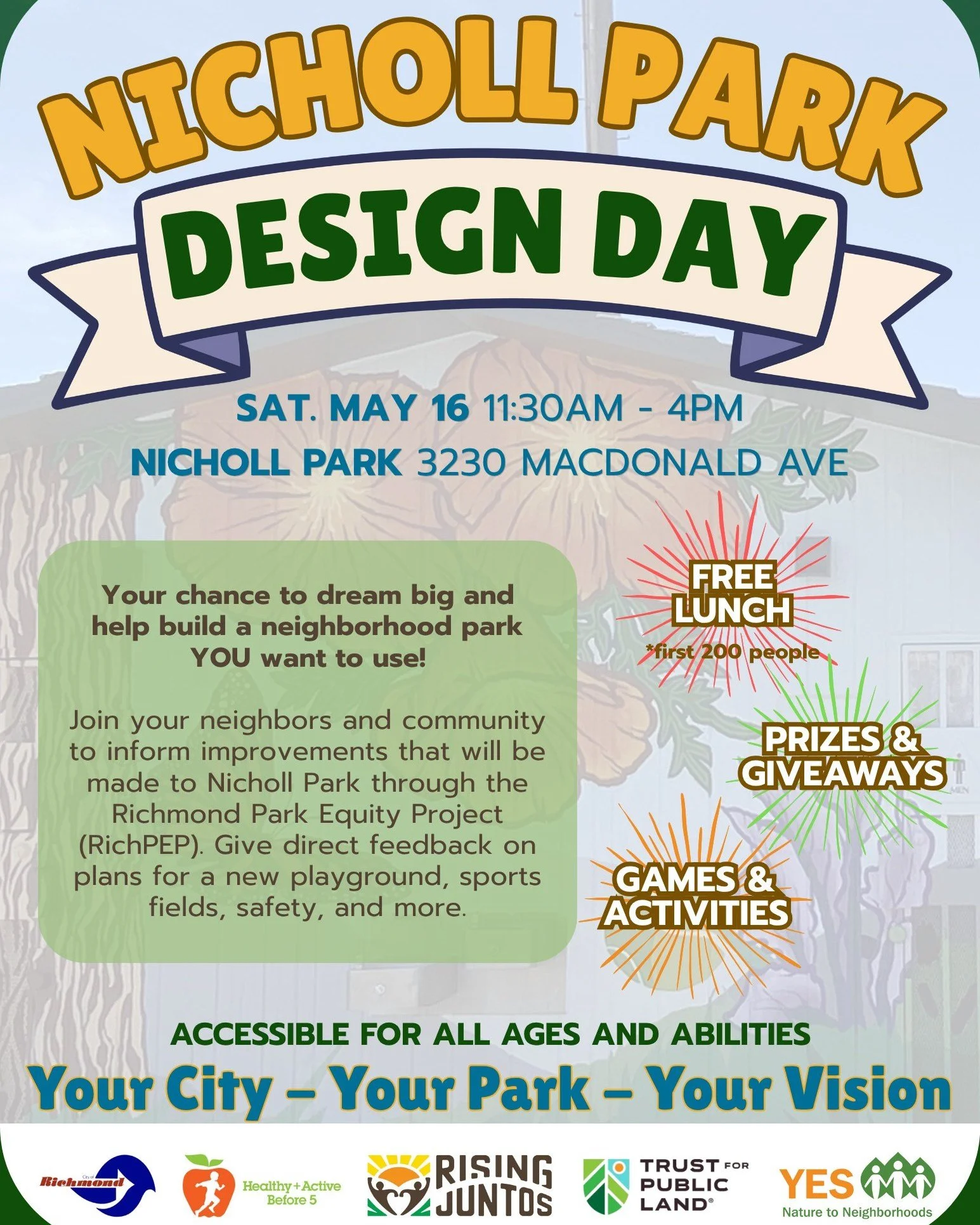 Your city. Your park. Your vision. 🌳✨

At Nicholl Park Design Day, you have a chance to use you voice to directly shape the future of our community greenspace. Whether it&rsquo;s a brand-new playground, more amenities, better sports fields, or makin