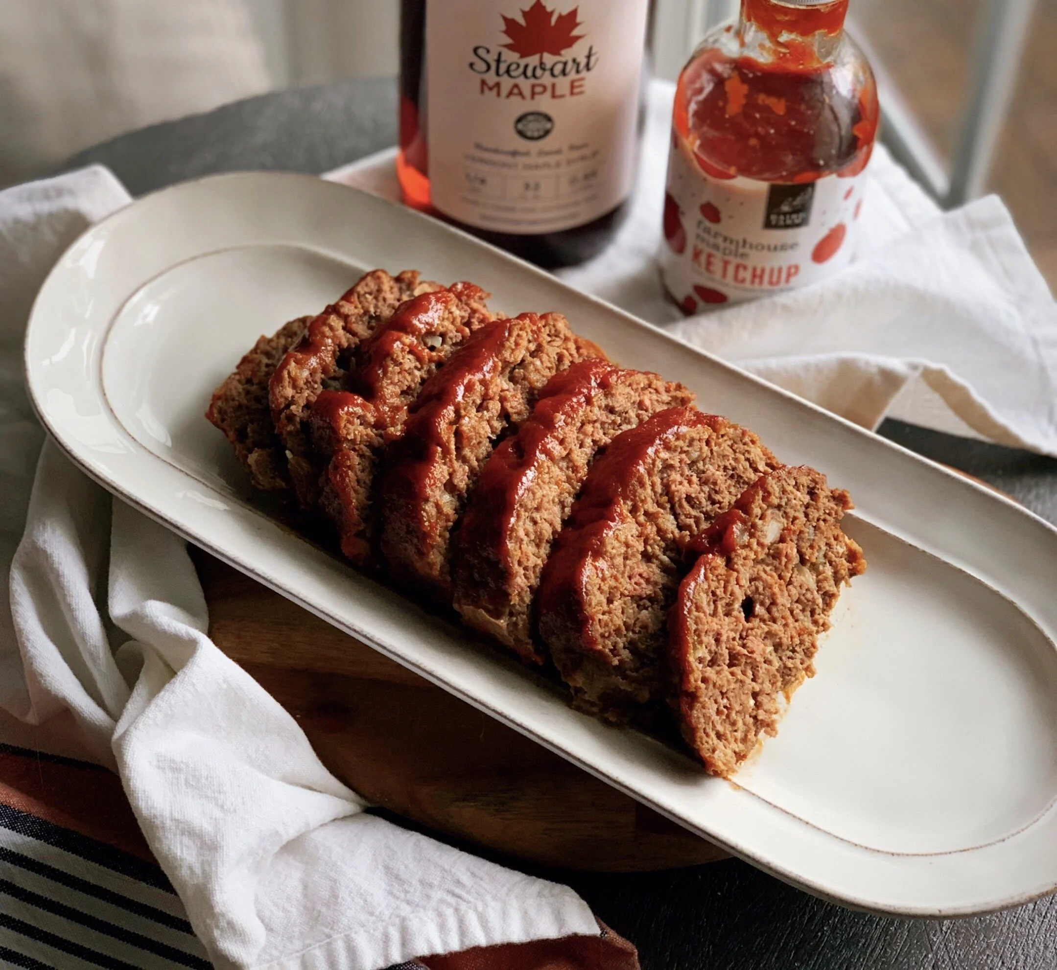 homestyle bison meatloaf with maple glaze
