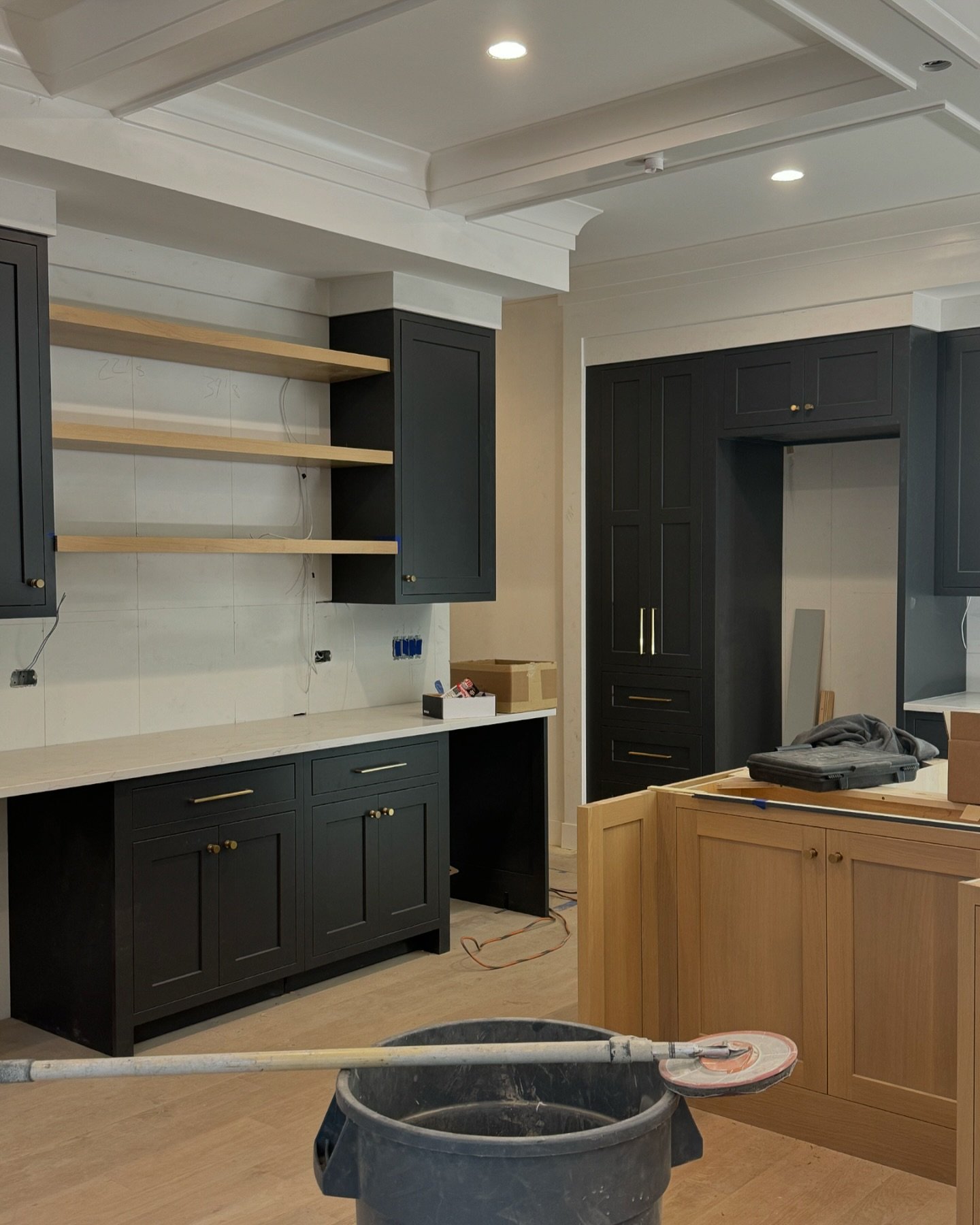 Progress pics from the first floor of a new build project I spent much of this summer working on.  Clients style is clean and comfortably modern with a side of bougie (wait until you see the lighting). 

I always have a very clear vision of how final