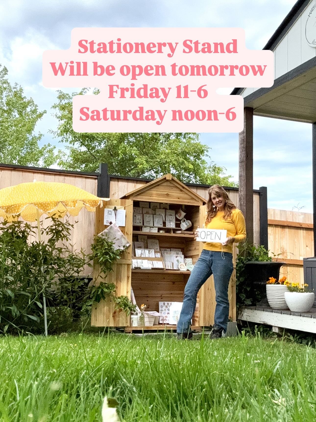 S T A T I O N E R Y &bull; S T A N D
Will be open Friday + Saturday ✨
Swing by and pick up some summer birthday cards, pretty small town goodies or a new floral print. 

💌 If I&rsquo;m in the studio you can get the Market special 5 cards for $20 🌼
