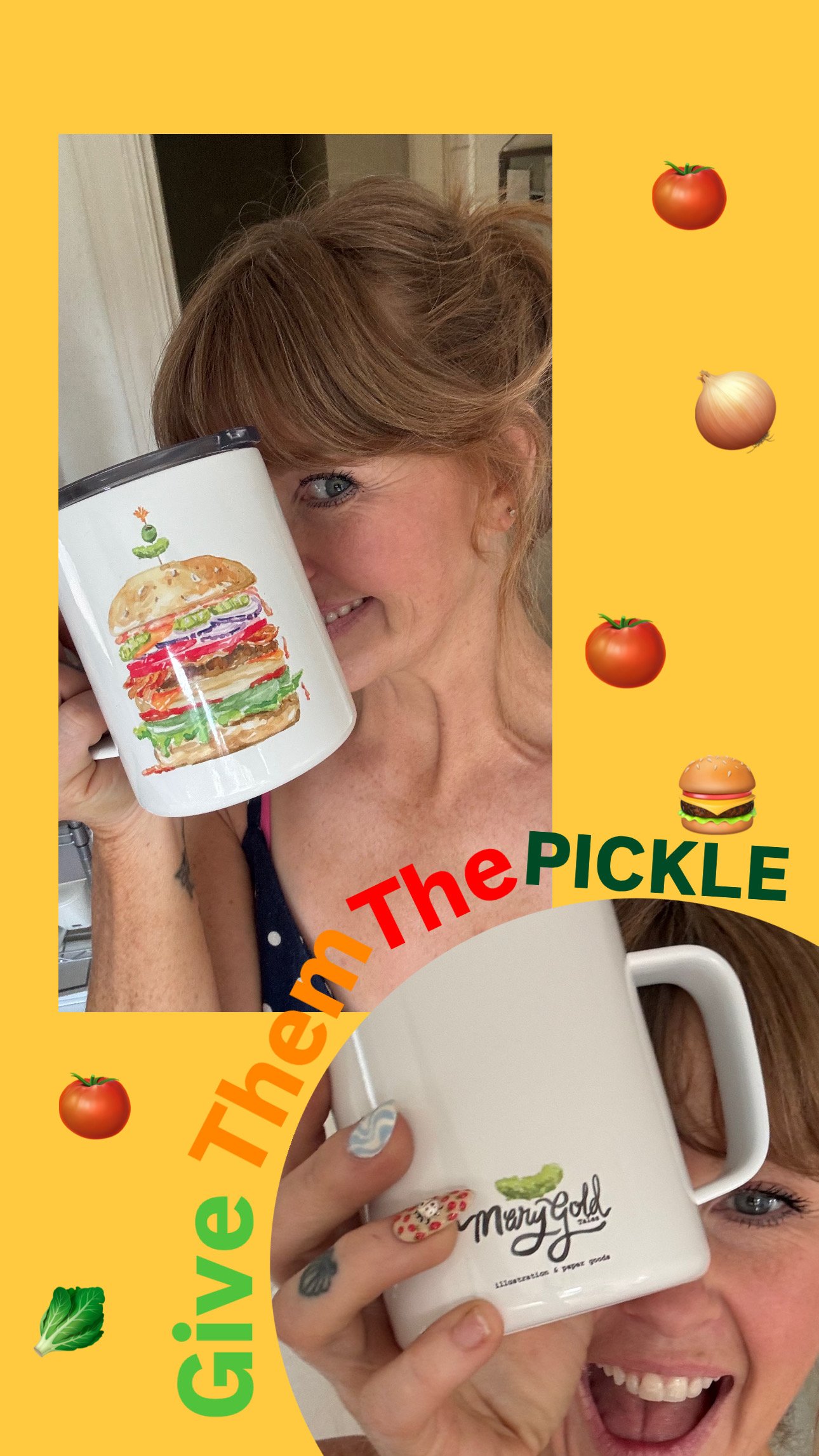 MaryGold Tales Cheeseburger travel mug