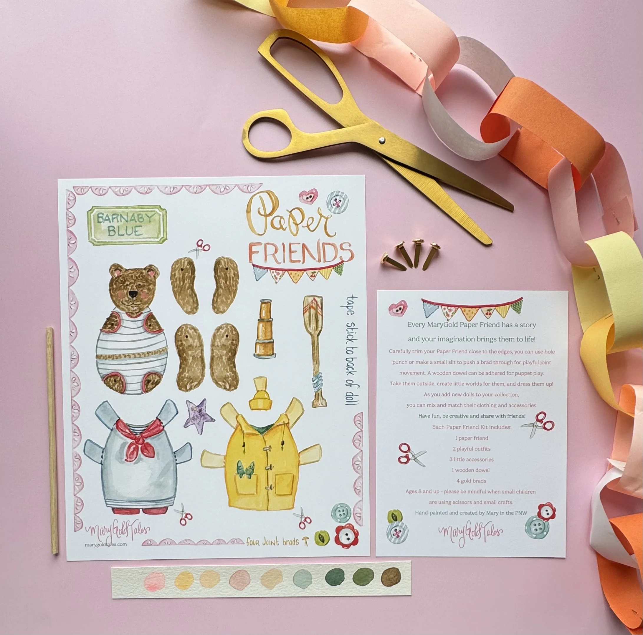 Barnaby Blue Bear Paper Friend Kit