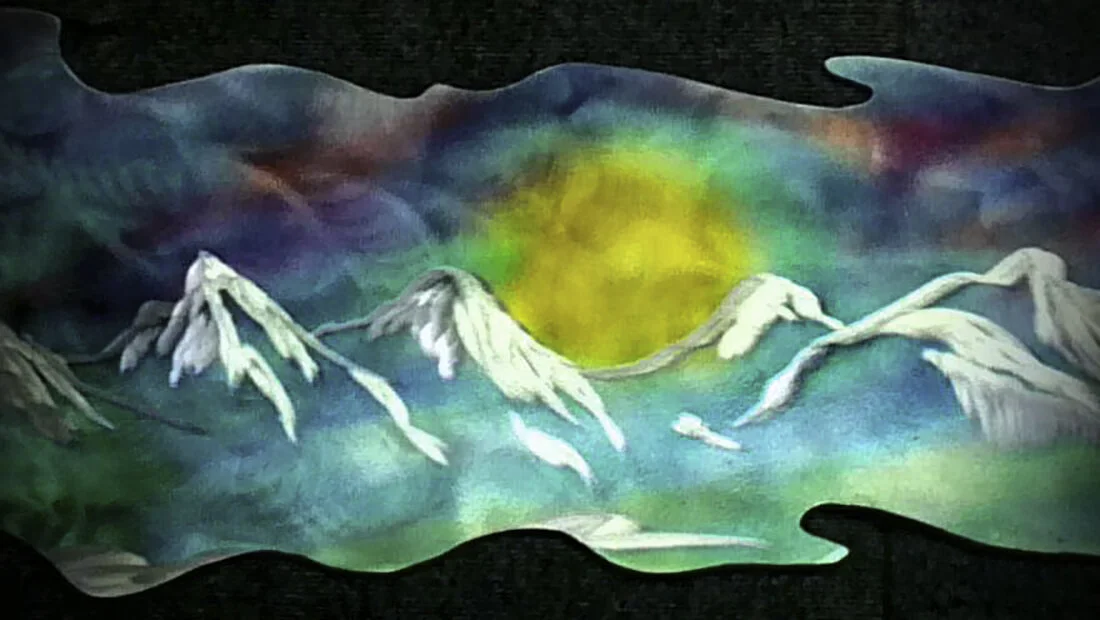 Mountain wall hanging on aluminum