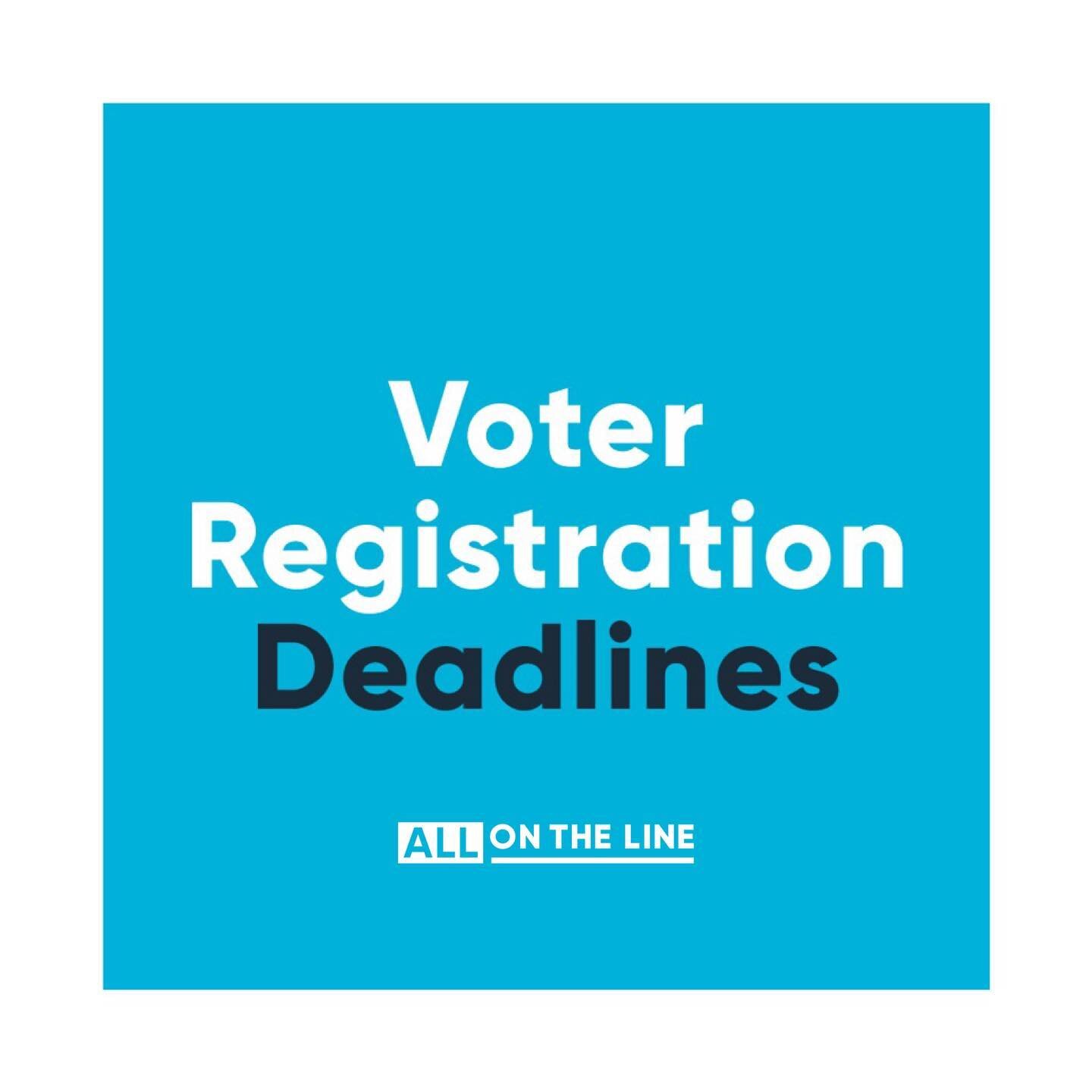 Voter registration deadlines are different in each state! Make sure you know your state&rsquo;s deadline to register to vote (swipe right for dates 👉🏾) and get it done with the link in our bio! 💪🏿

DO NOT wait until the last minute to register 🙅