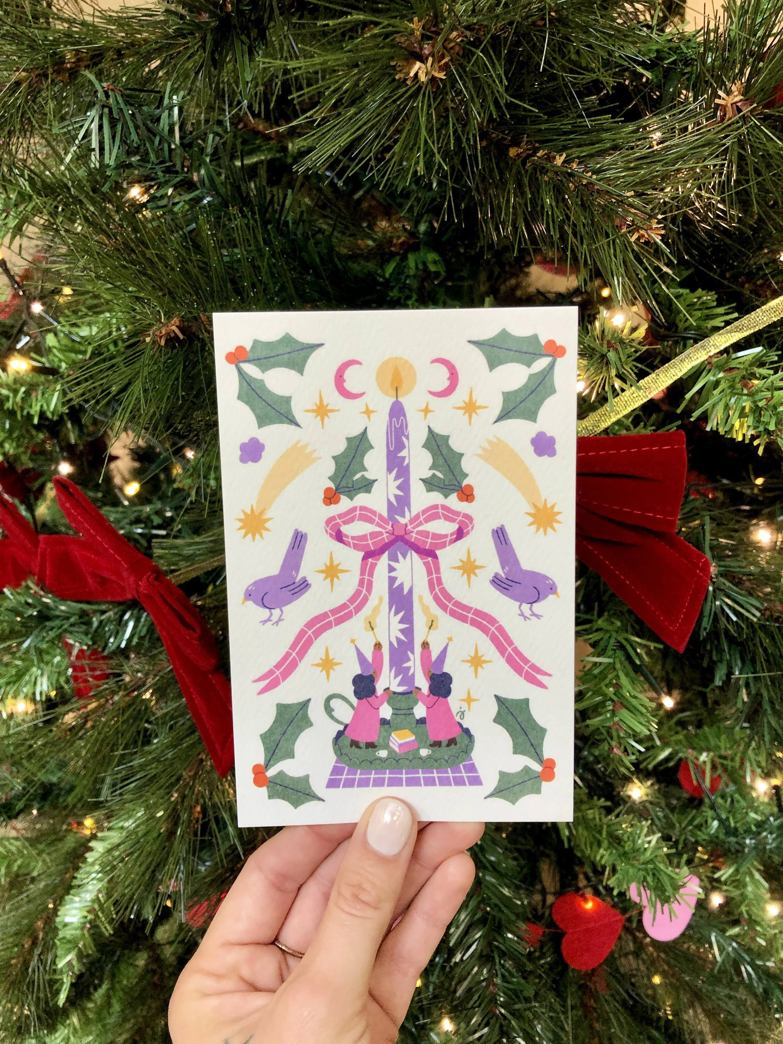 burning candles - Christmas Card