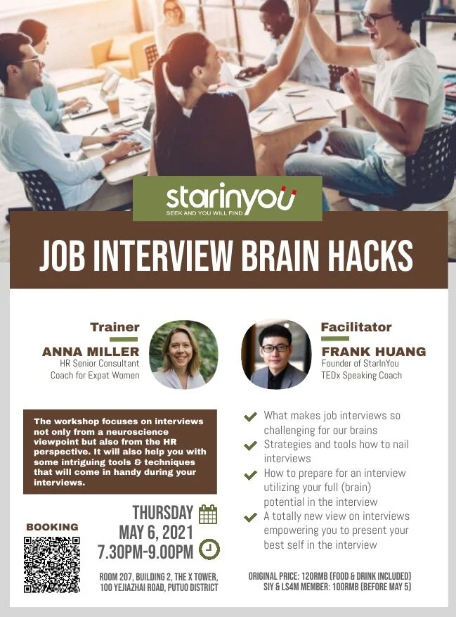 Job Interview Brain Hacks, a workshop for Starinyou in Shanghai