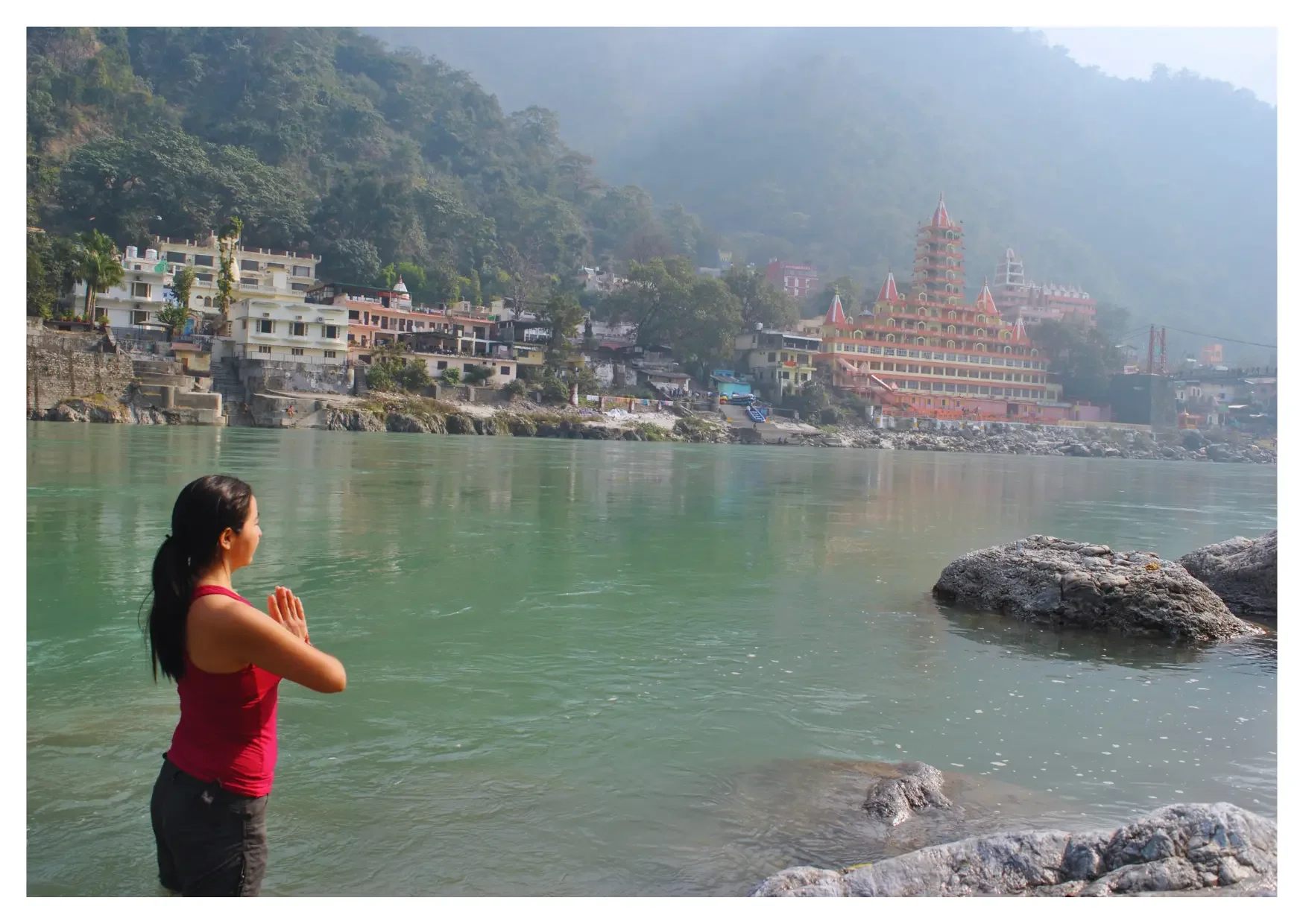 Pictured: Trayambakeshwar Temple next to Ram Jhoola. Summers sees a burst of energy in Rishikesh - this is the season of the annual pilgrimage ‘the chardham yatra’ and also the onset of summer vacations.