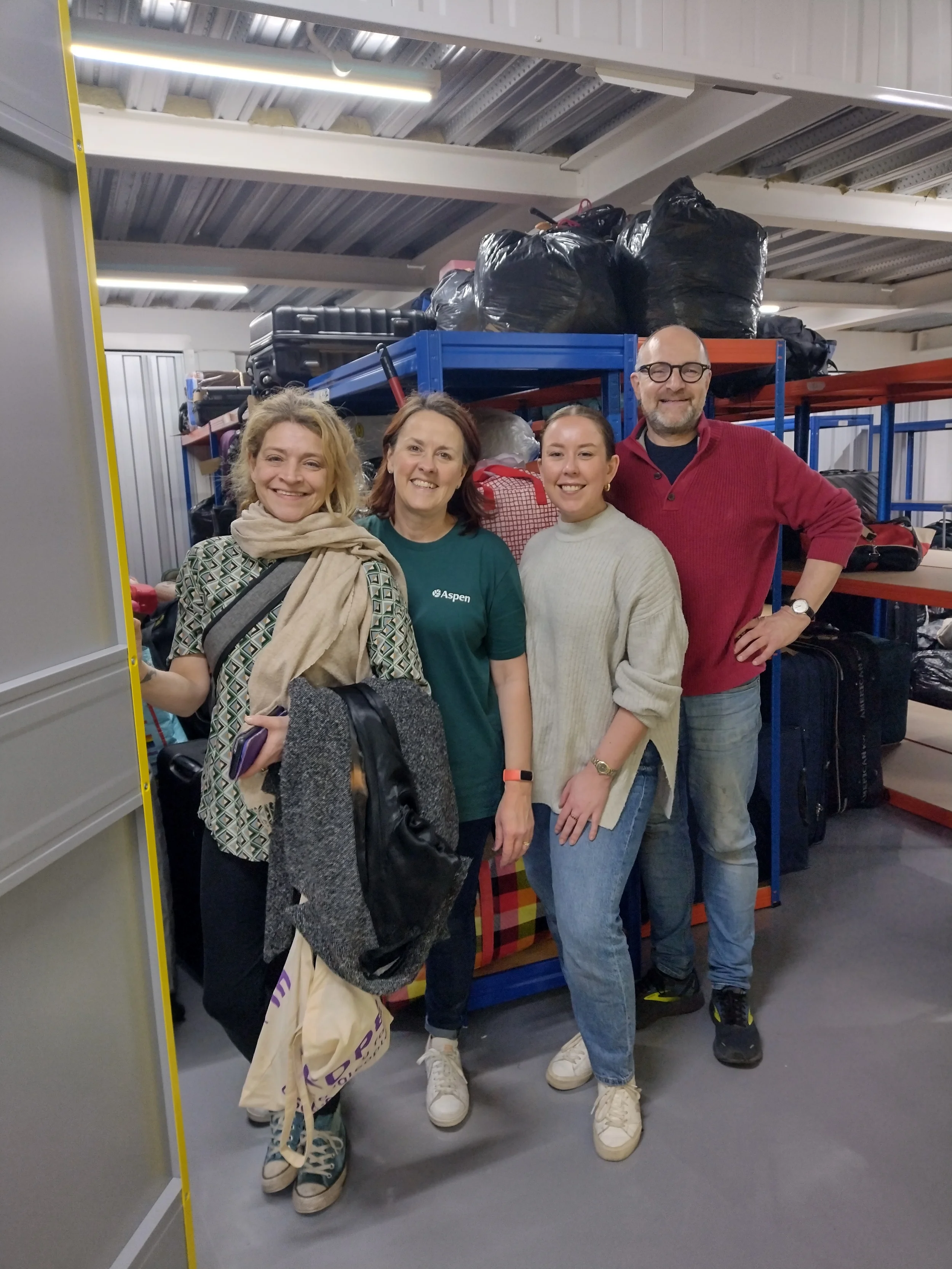 Daniella, Helen, Ellie and Gary posing in the unit.
