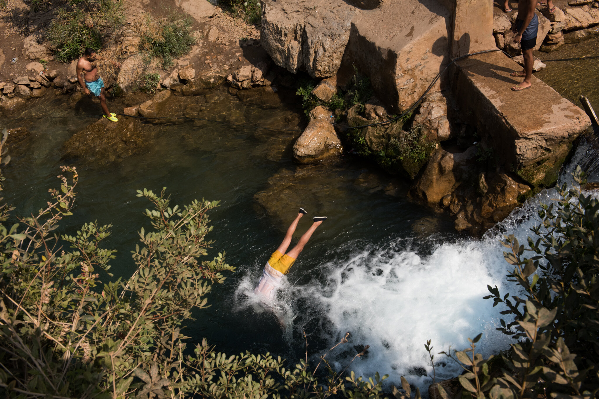   Morocco - Akchour     Boy jumping into river 