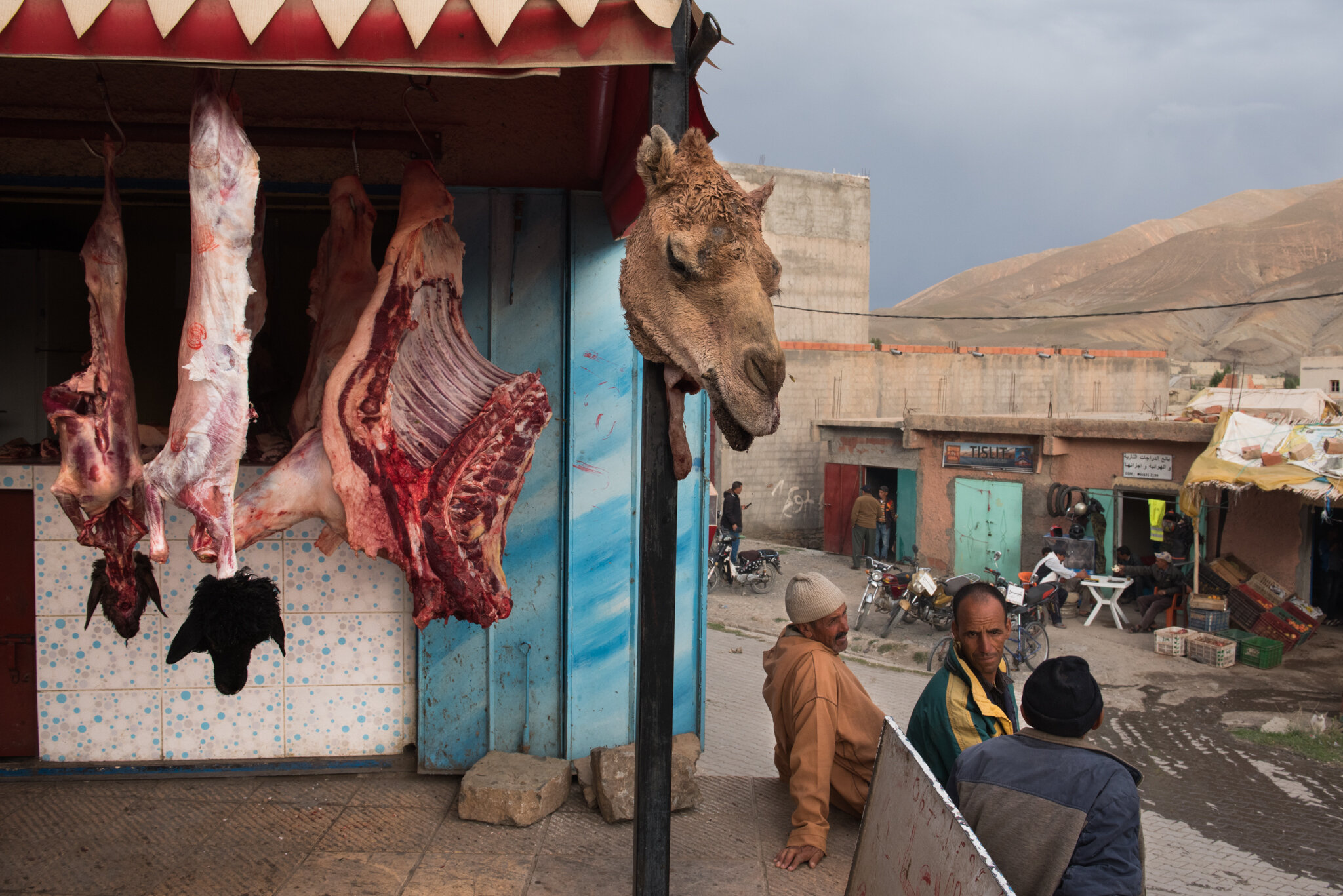    Morocco - Imilchil    Outside butcher shop 