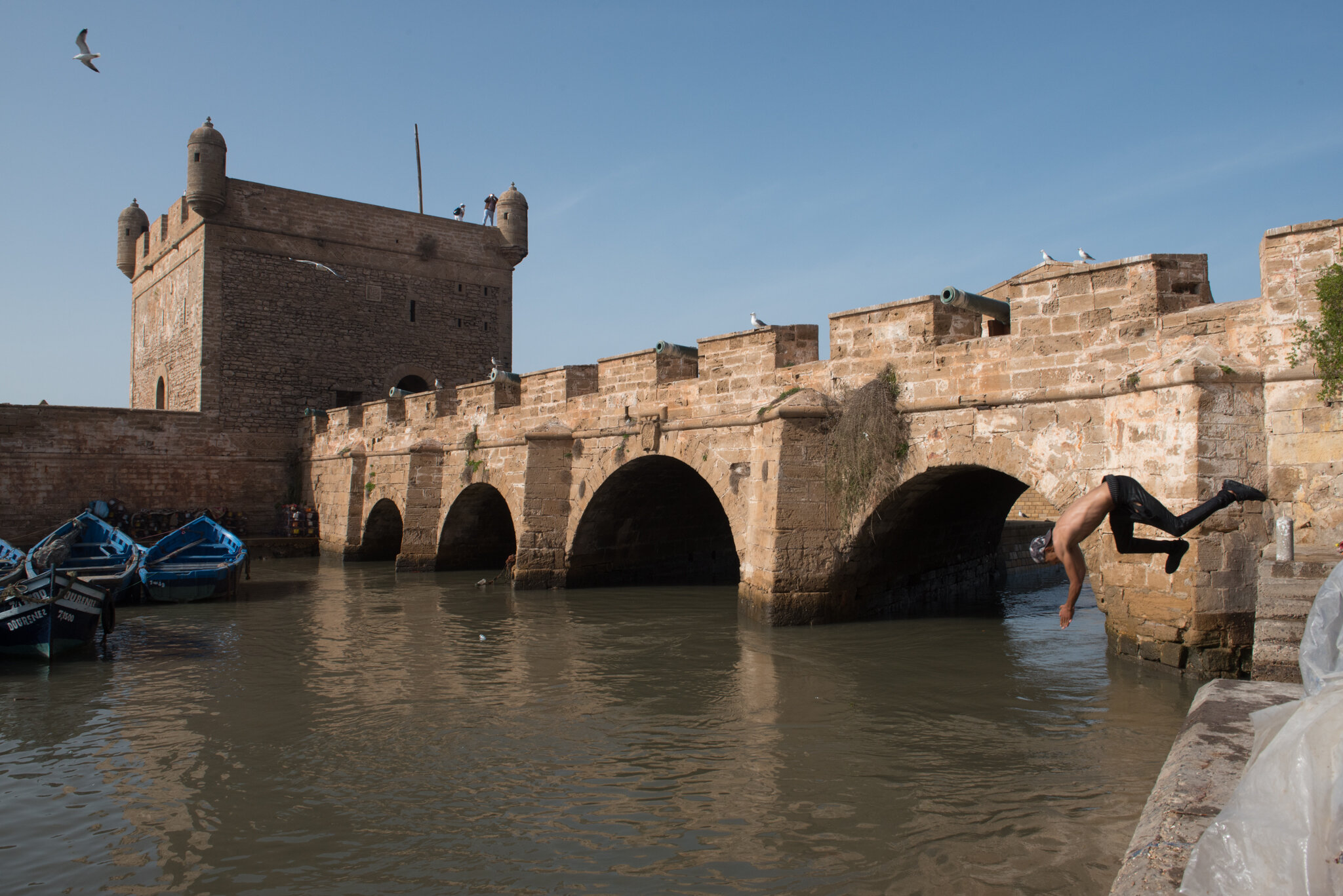    Morocco - Essaouira      Boy jumping into water 