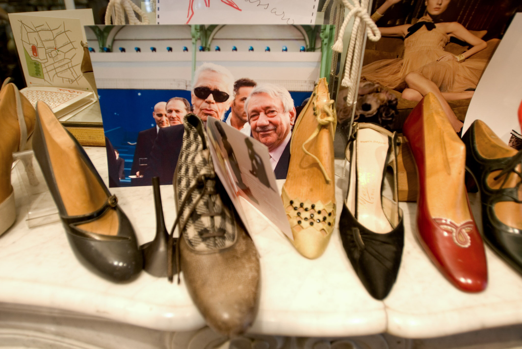    Chanel, rue Cambon, Paris    Massaro shoes. Mr. Massaro with Karl Lagerfeld 