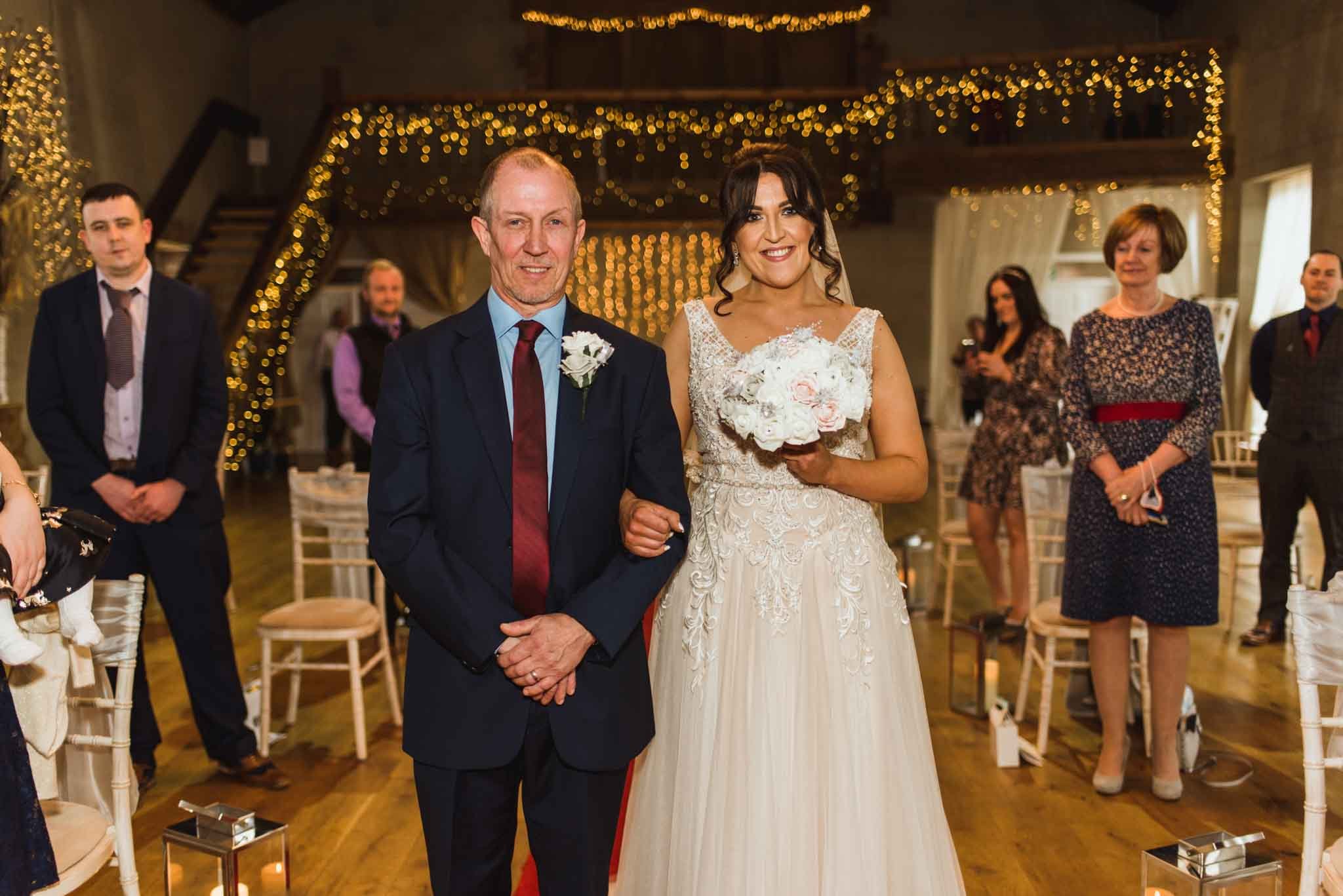  Father and bride walk down the aisle of this wedding venue in Lurgan. 