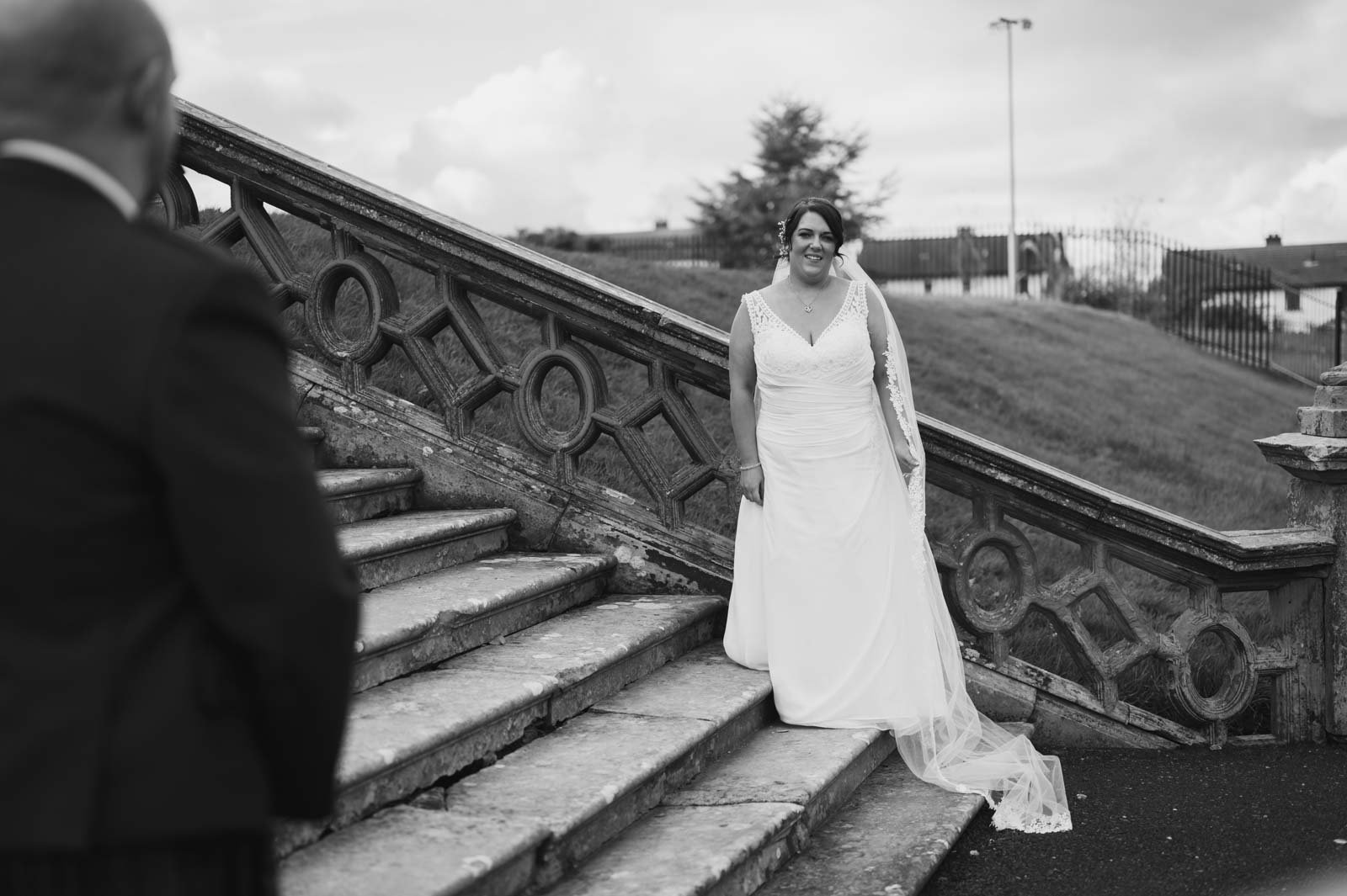  portrait of bride on steps 