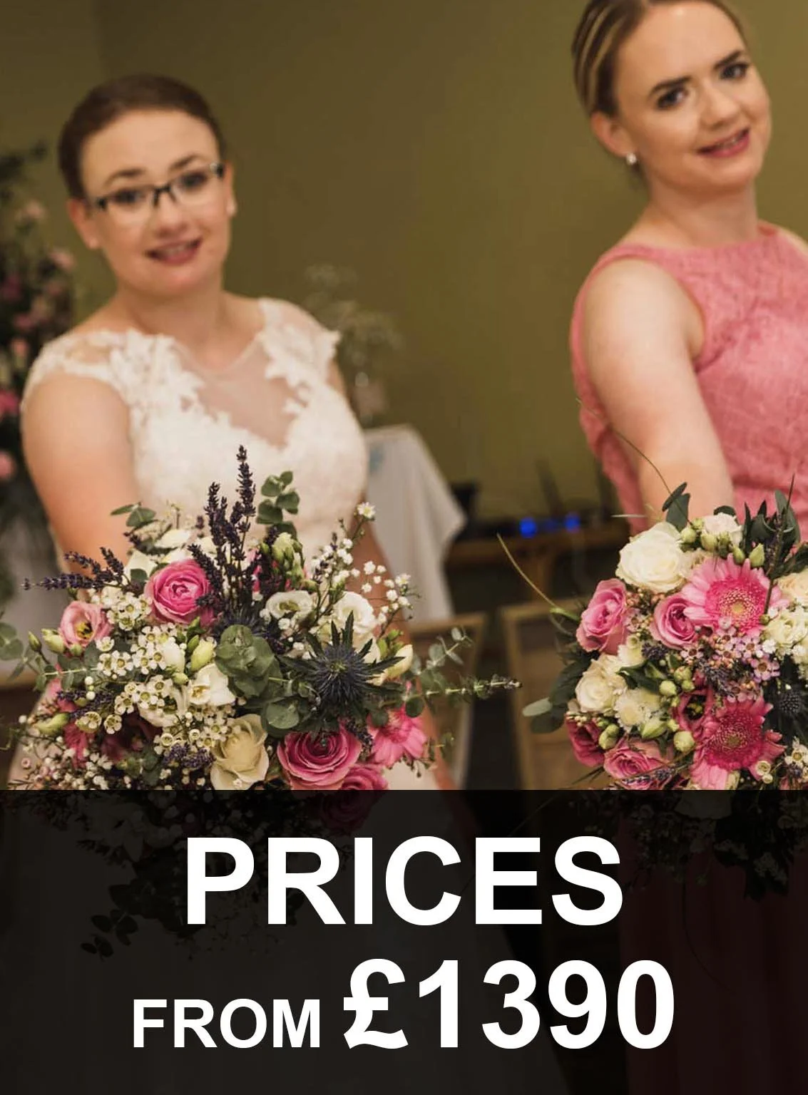 The bride, with a bouquet booked for a video and was happy with the price.