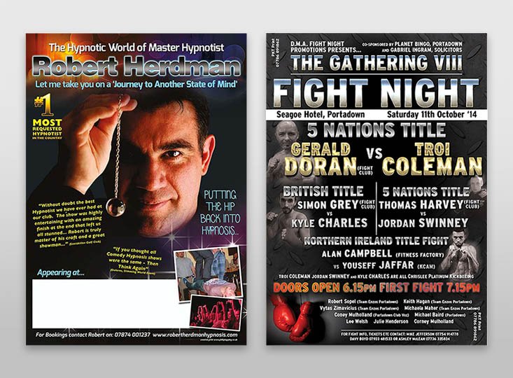 Examples of A3 poster printing in County Armagh.