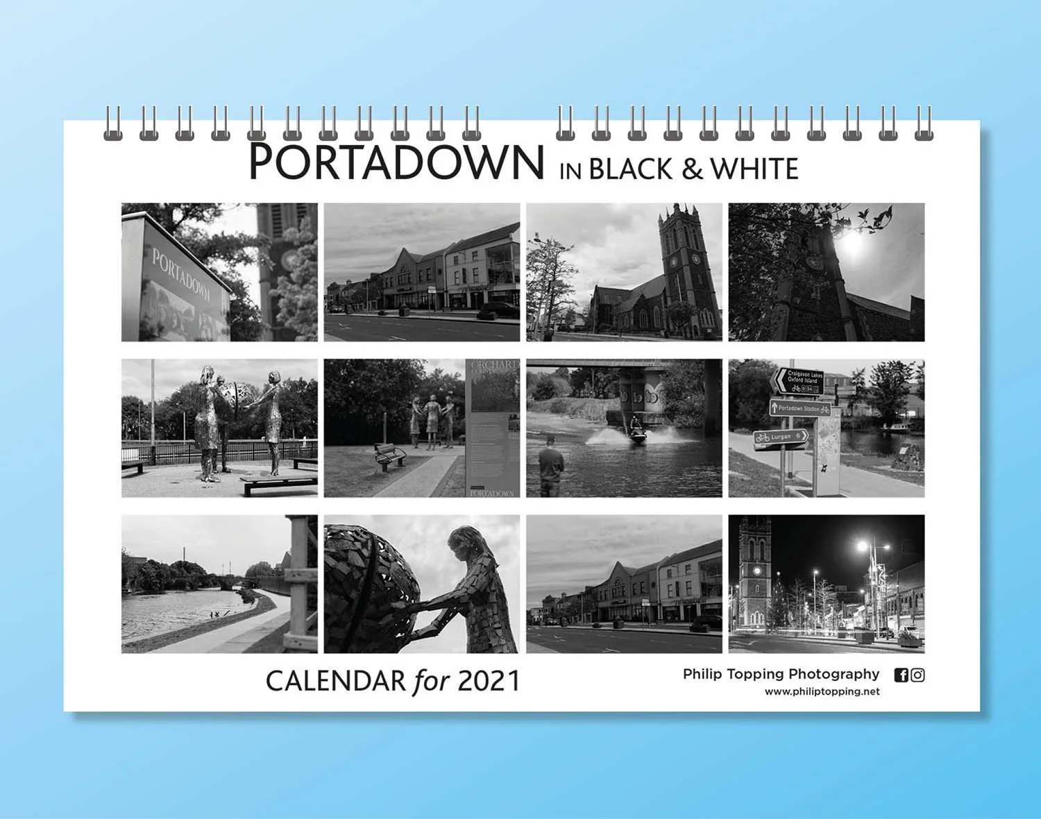 Landscape sized wirobound calendar for a customer in Portadown.