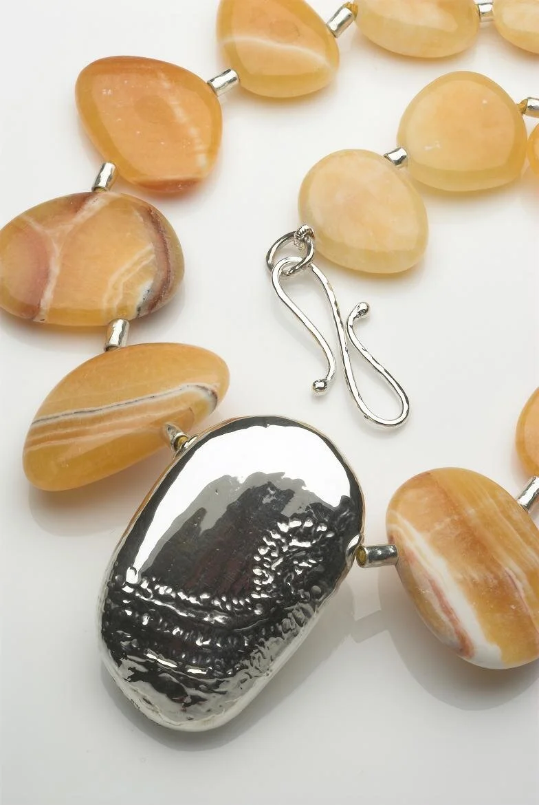 Yellow Calcite  Hallmarked Silver Necklace