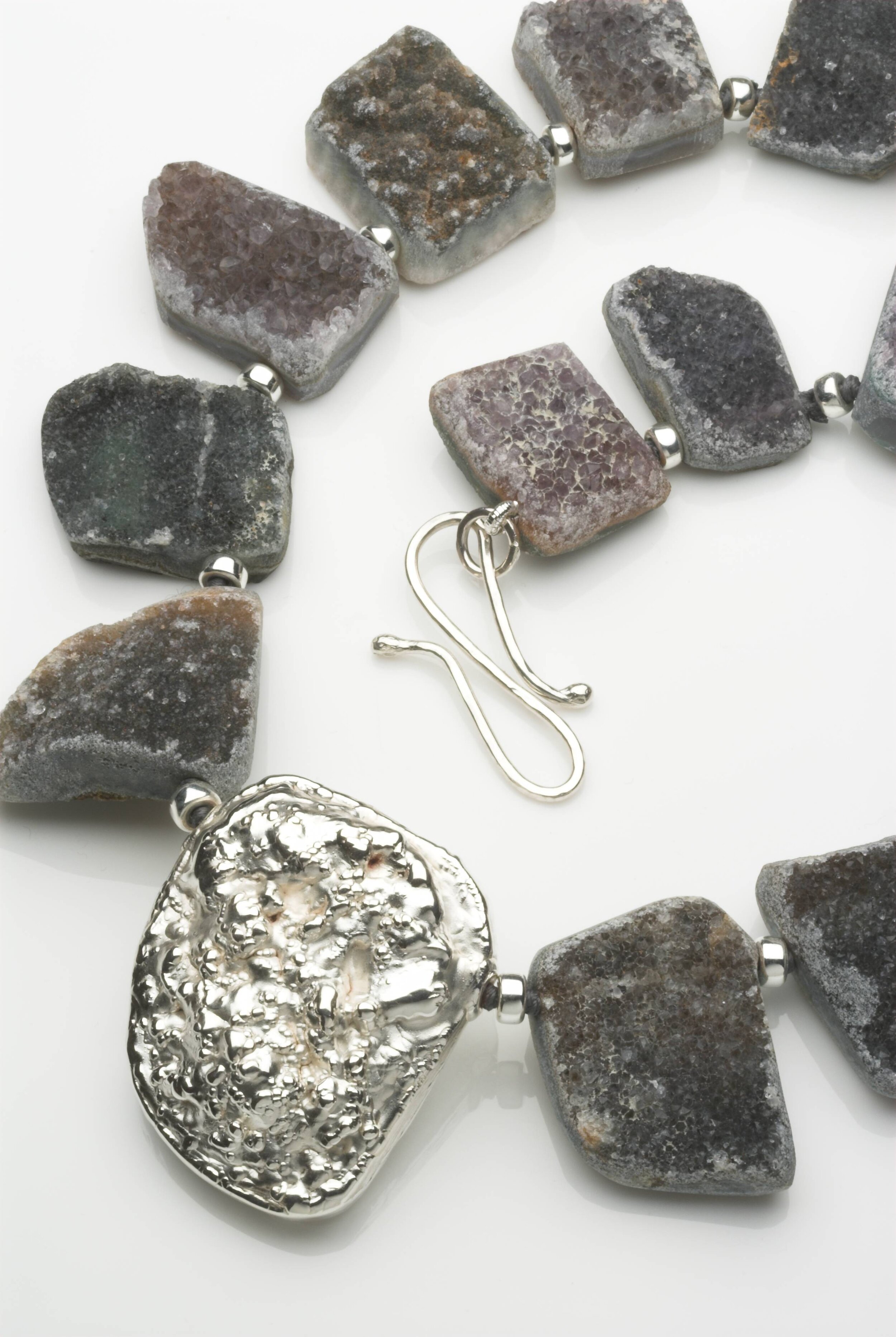 Druizy Agate stone necklace with hallmarked silver textured shape £860.jpg