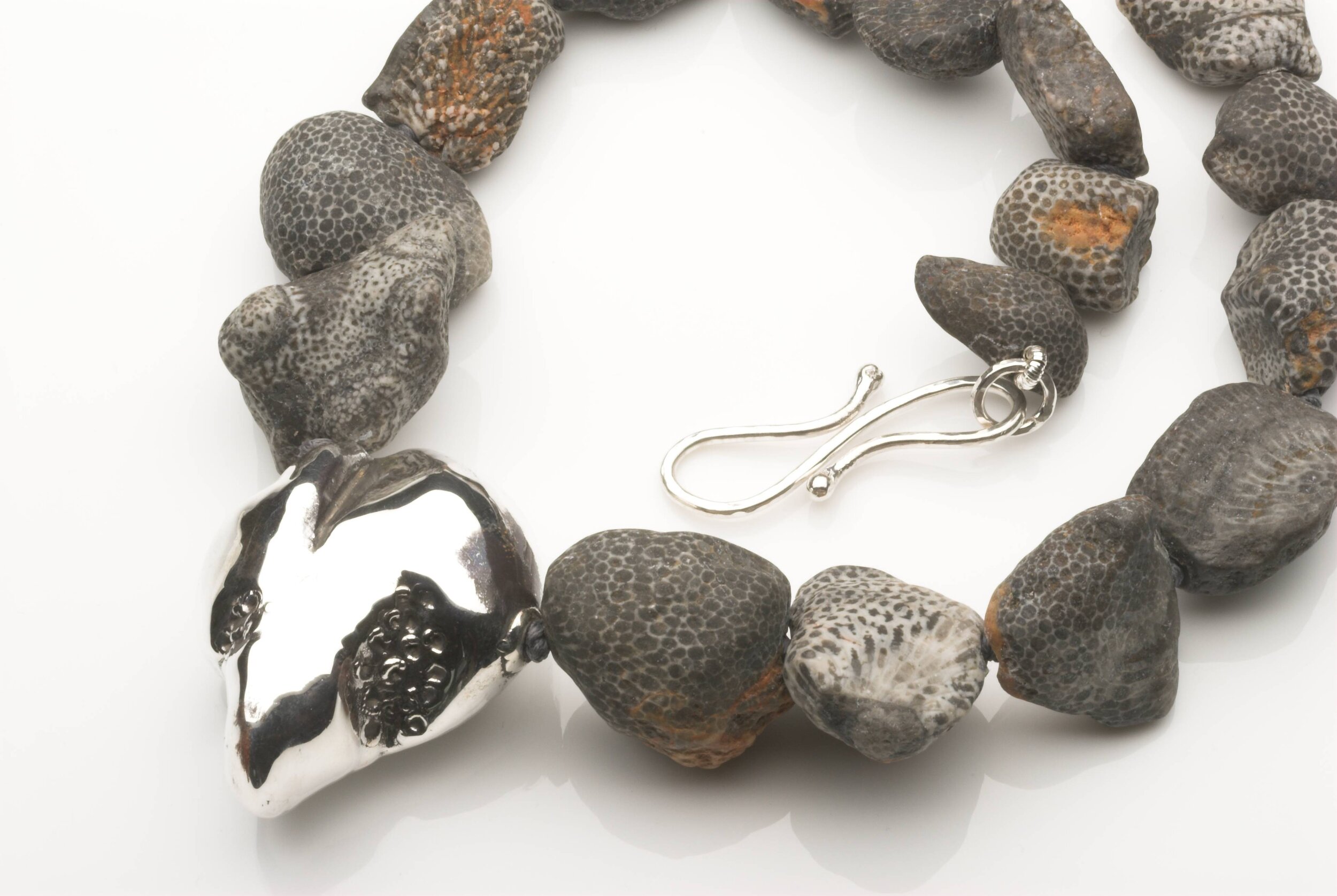 Fossilized Coral Necklace with Hallmarked silver shape. £890.jpg