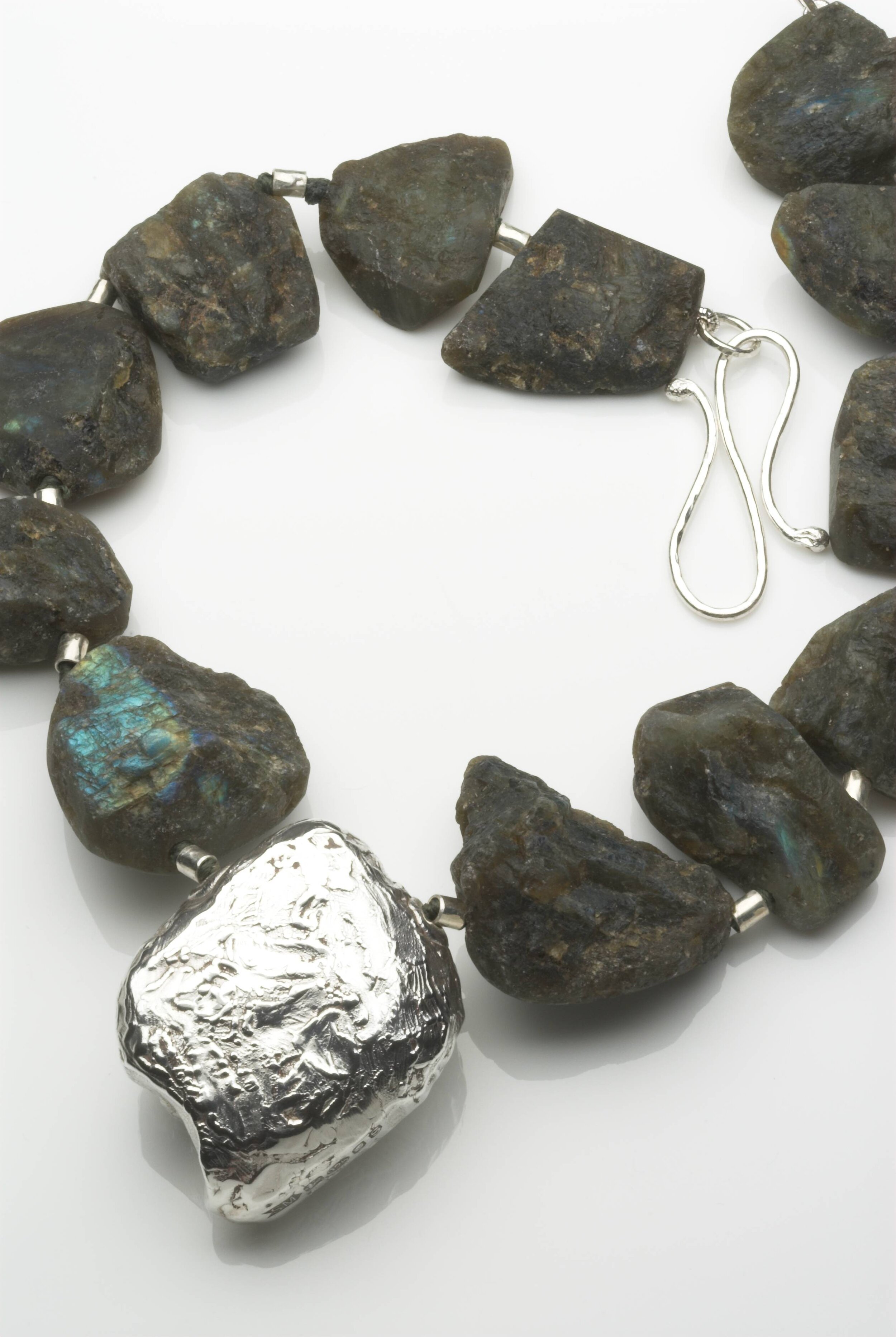 Labradorite rough rocks with hallmarked textured pendant £790.jpg