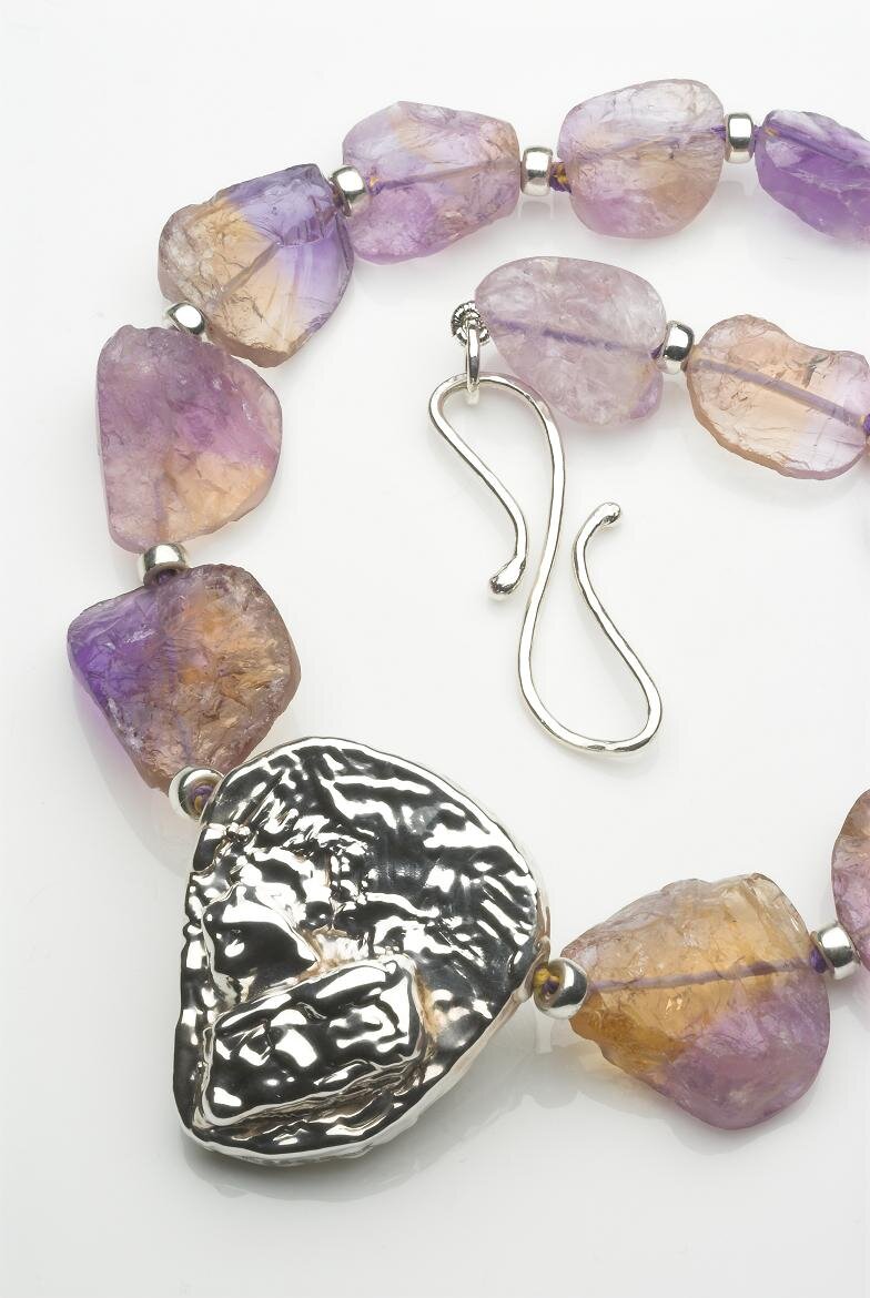 Amitrine rock necklace with silver shape. £770.jpg