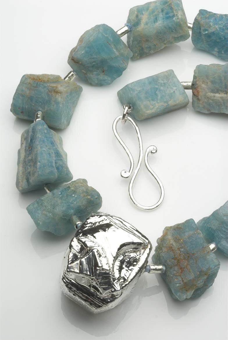 Aquamarine rock necklace with hallmarked silver shape.£890 - Copy.jpg